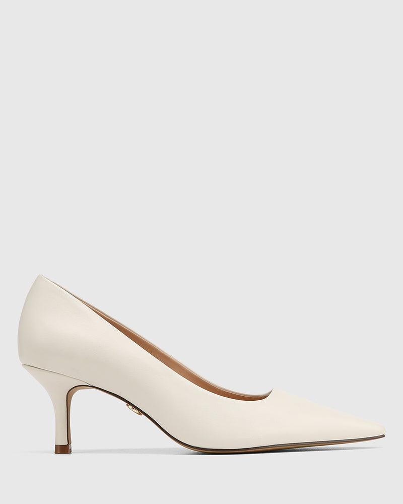 Maine Off White Leather Pump