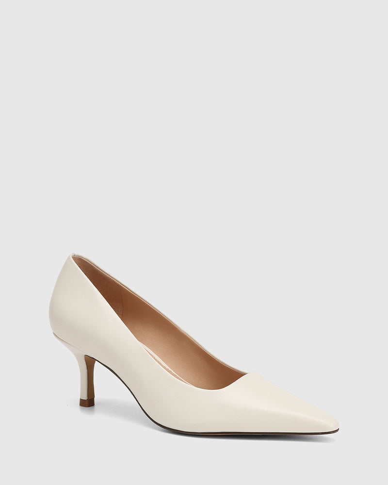 Maine Off White Leather Pump