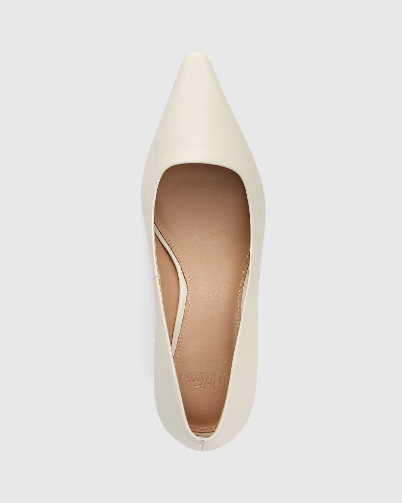 Maine Off White Leather Pump