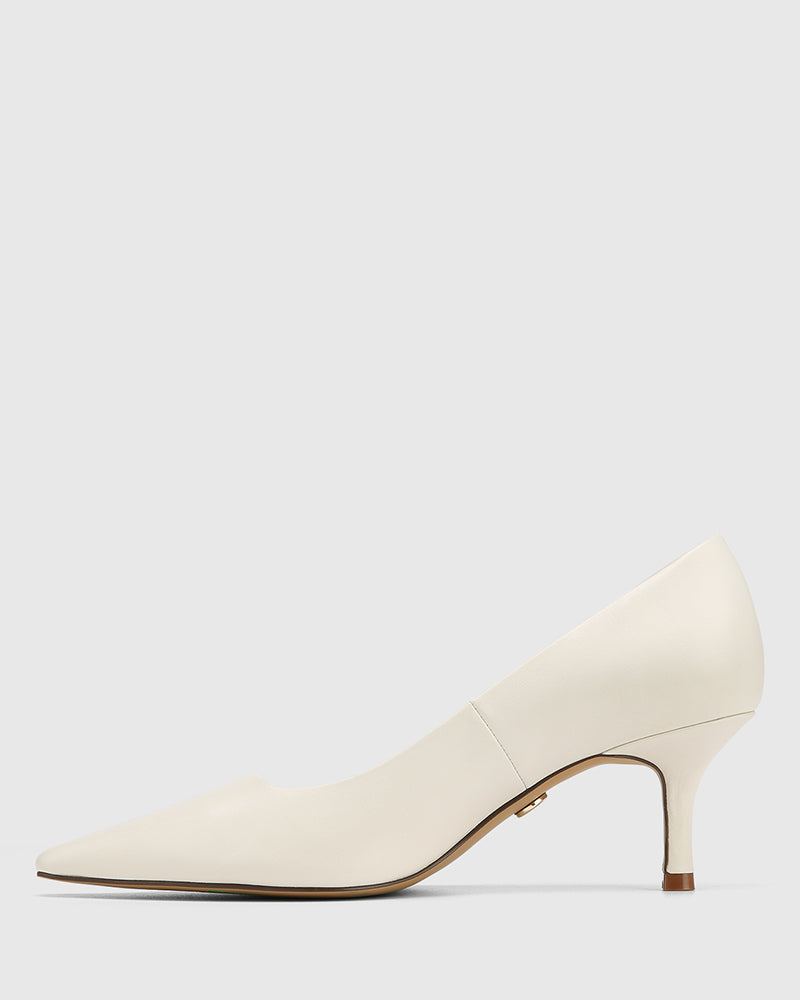 Maine Off White Leather Pump
