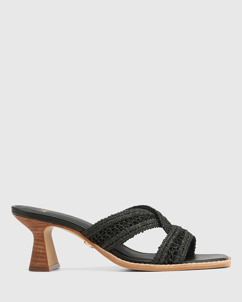 Malara Black Raffia Mule
