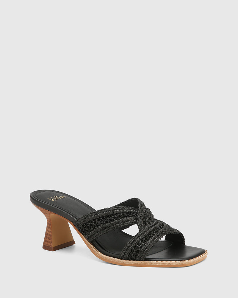 Malara Black Raffia Mule