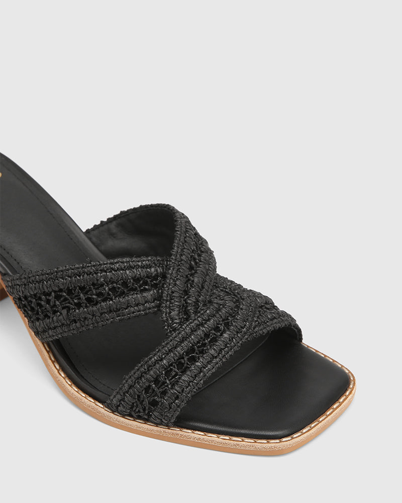 Malara Black Raffia Mule