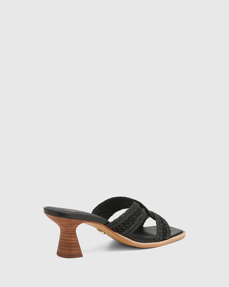 Malara Black Raffia Mule