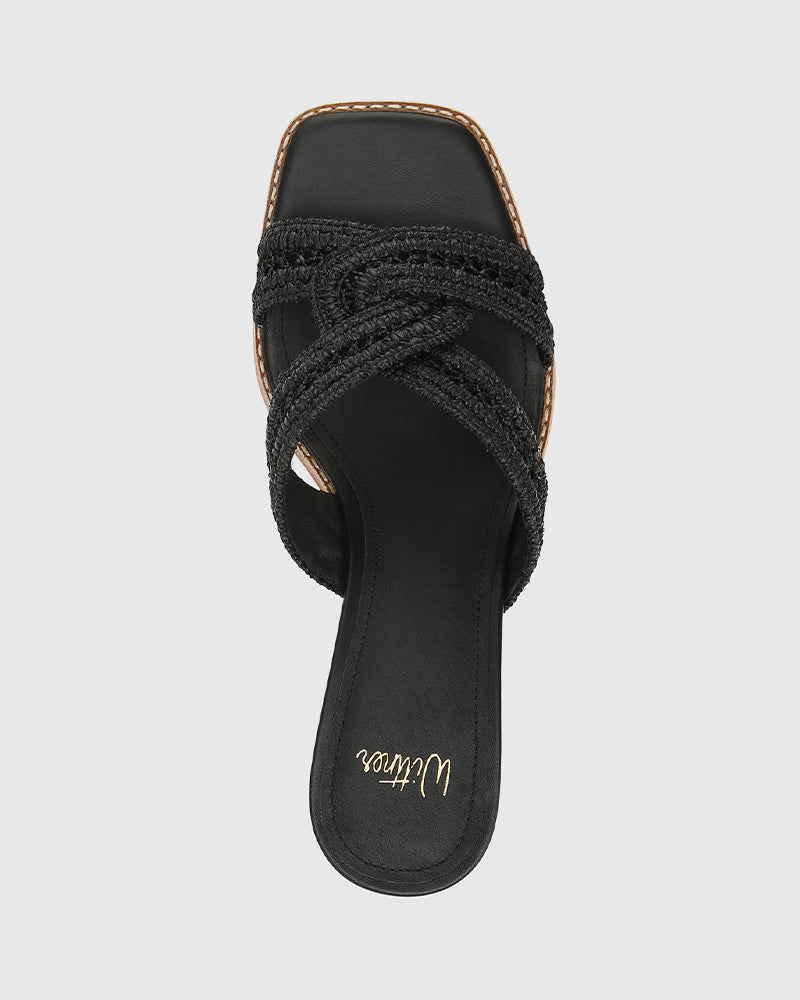 Malara Black Raffia Mule