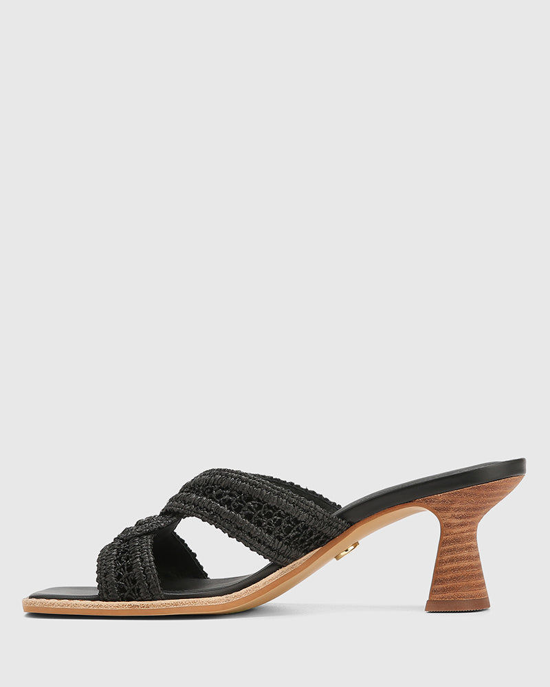 Malara Black Raffia Mule