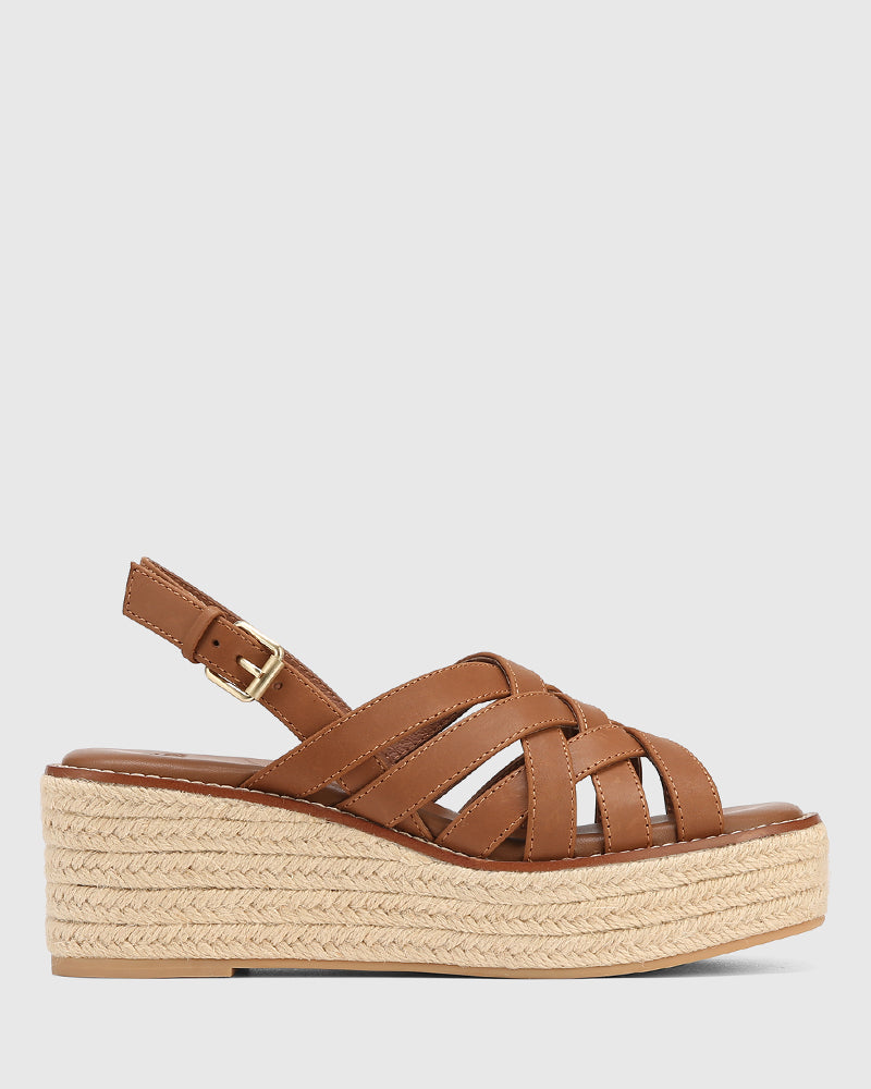 Mandie Bark Leather Platform Espadrille
