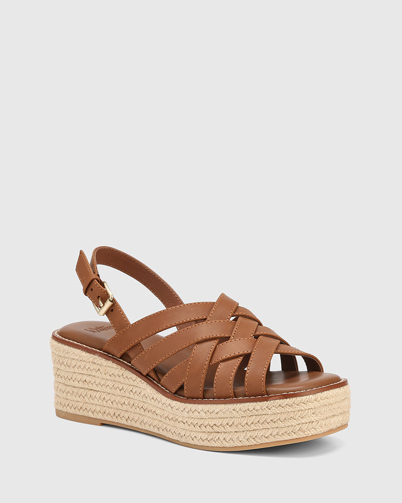 Mandie Bark Leather Platform Espadrille