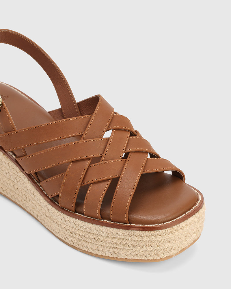 Mandie Bark Leather Platform Espadrille