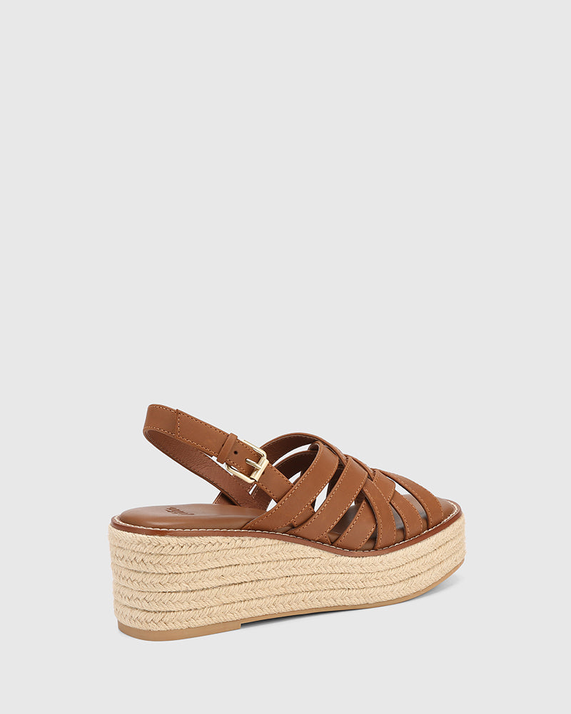 Mandie Bark Leather Platform Espadrille