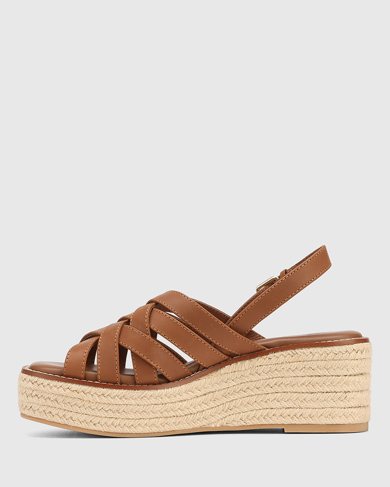 Mandie Bark Leather Platform Espadrille