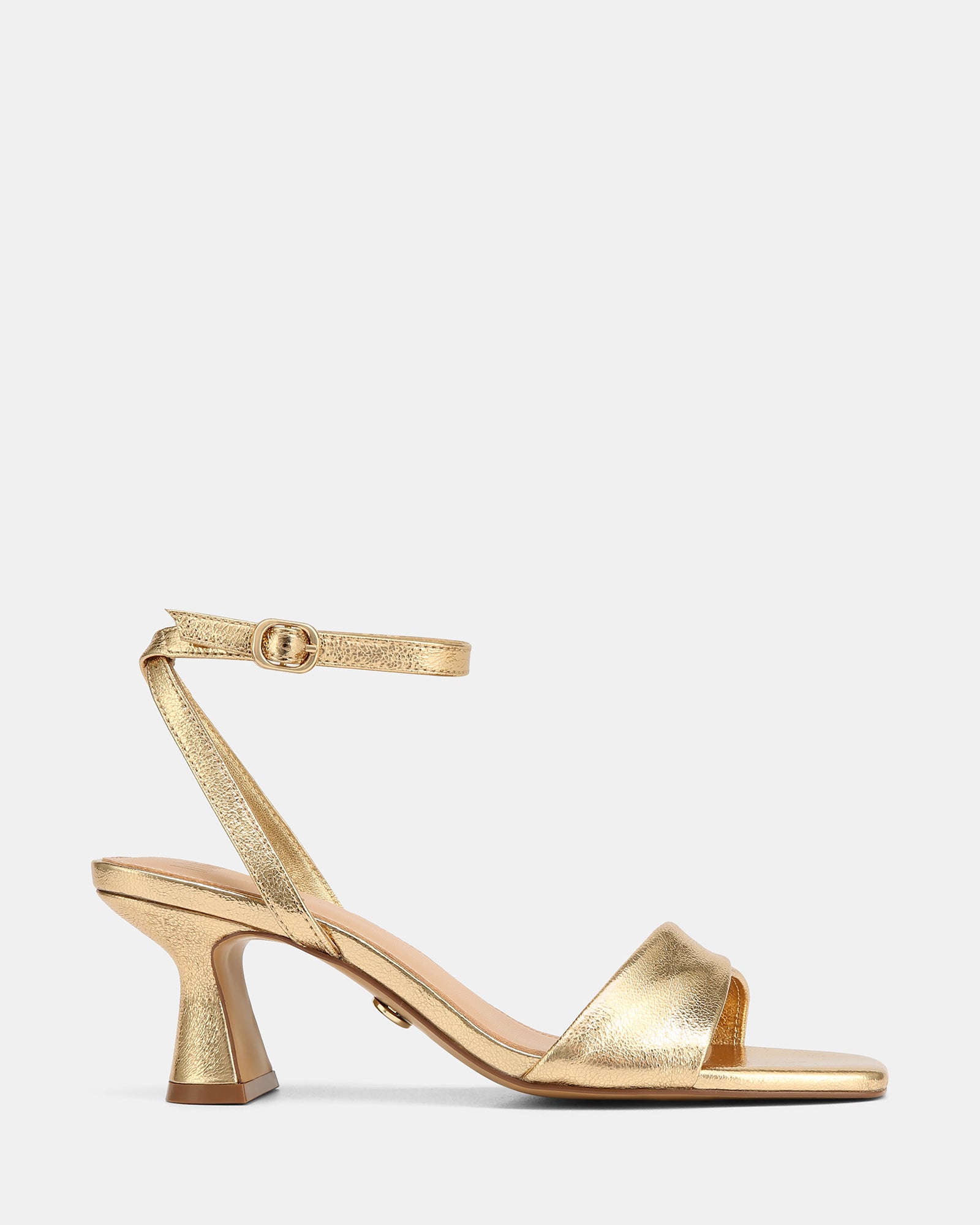 Martina Gold Metallic Leather Flared Heels