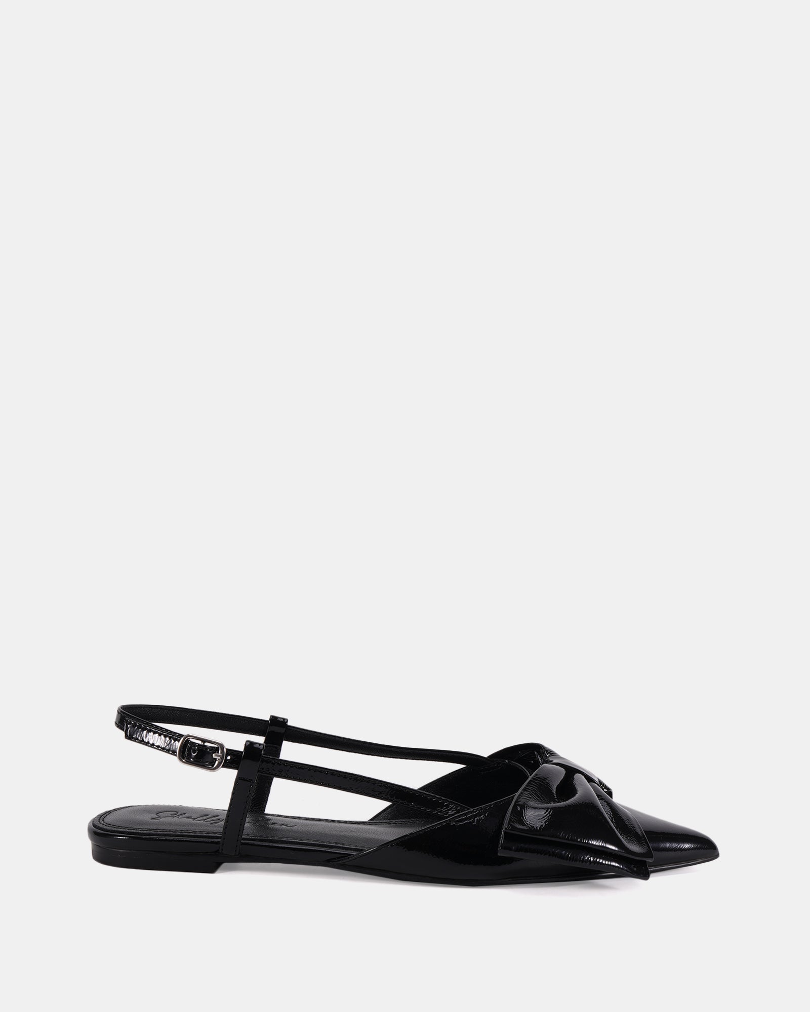 Matteo Black Patent Leather Flat Slingback