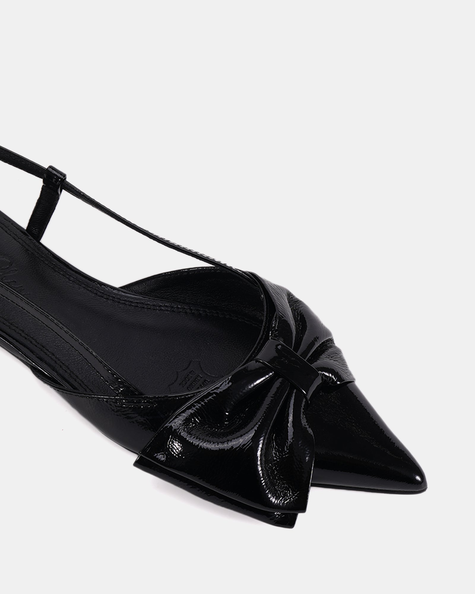 Matteo Black Patent Leather Flat Slingback