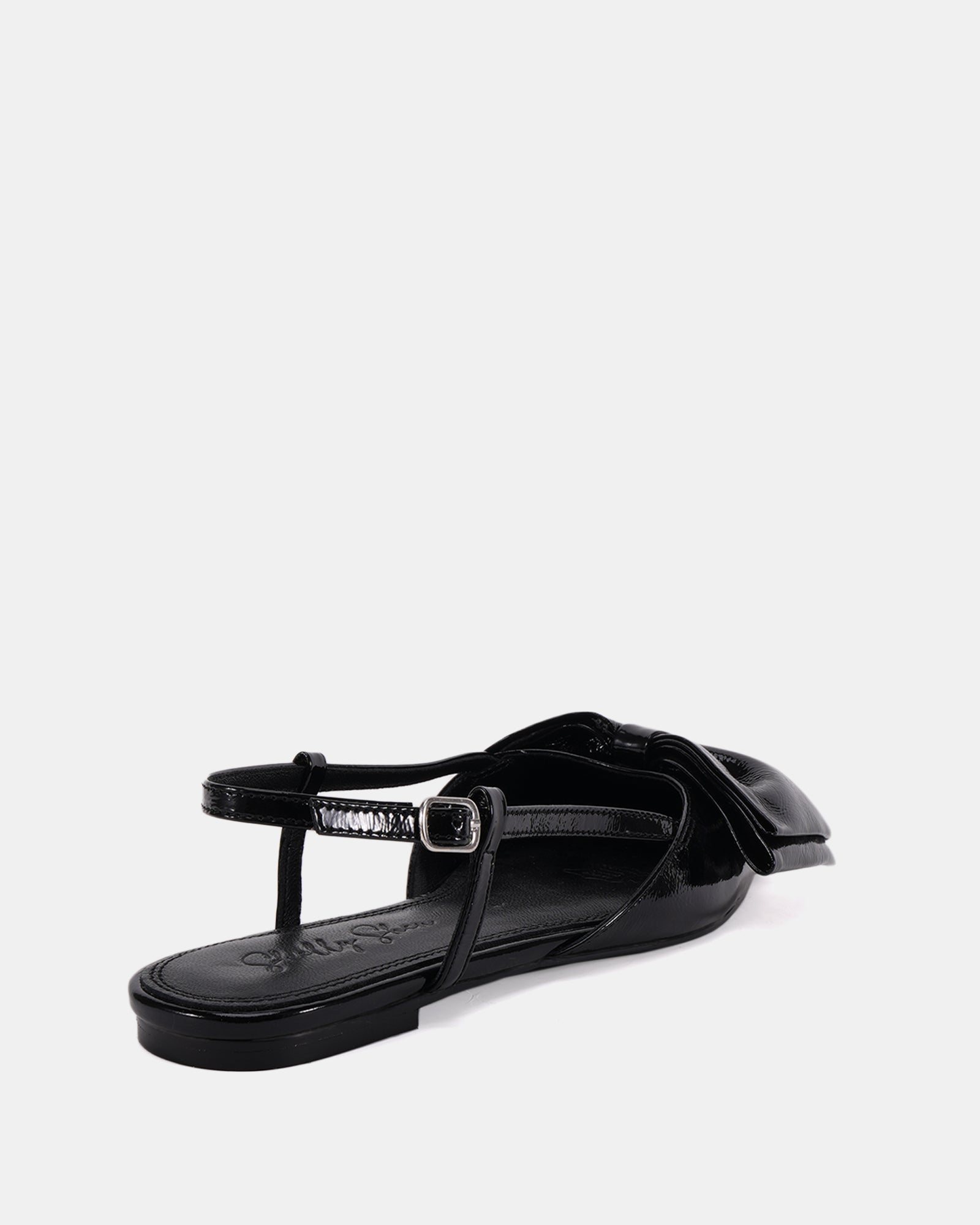 Matteo Black Patent Leather Flat Slingback