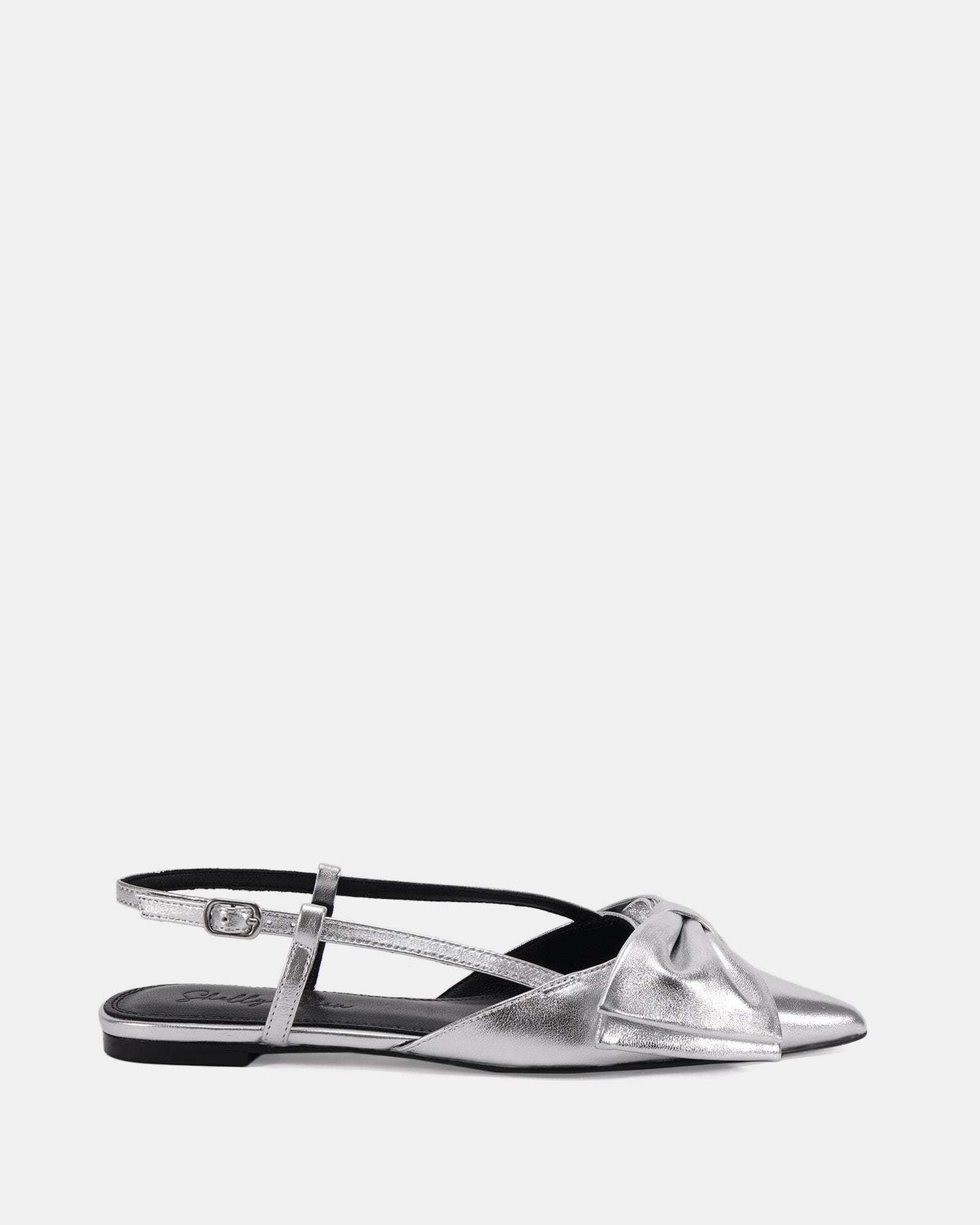 Matteo Silver Metallic Leather Flat Slingback