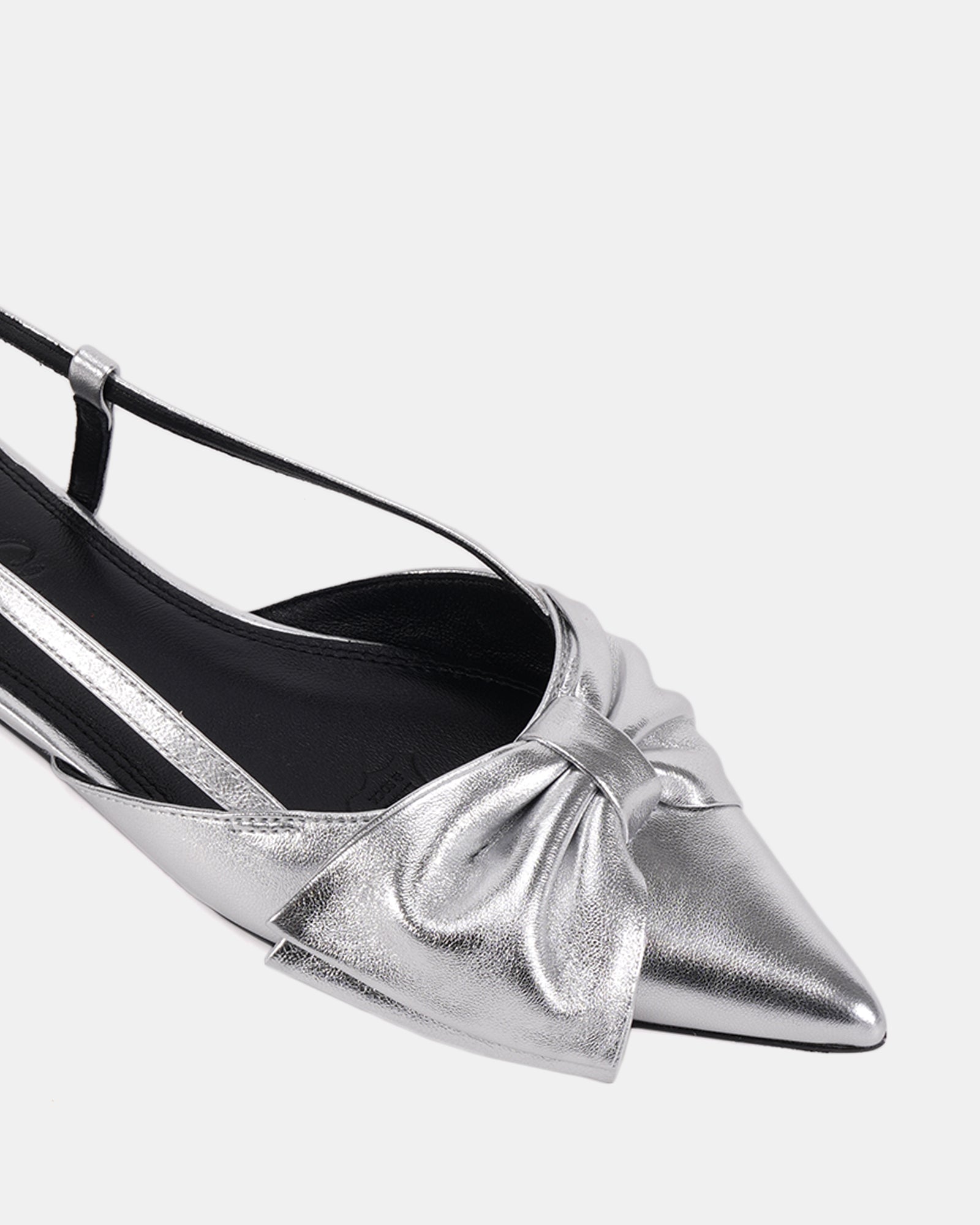 Matteo Silver Metallic Leather Flat Slingback