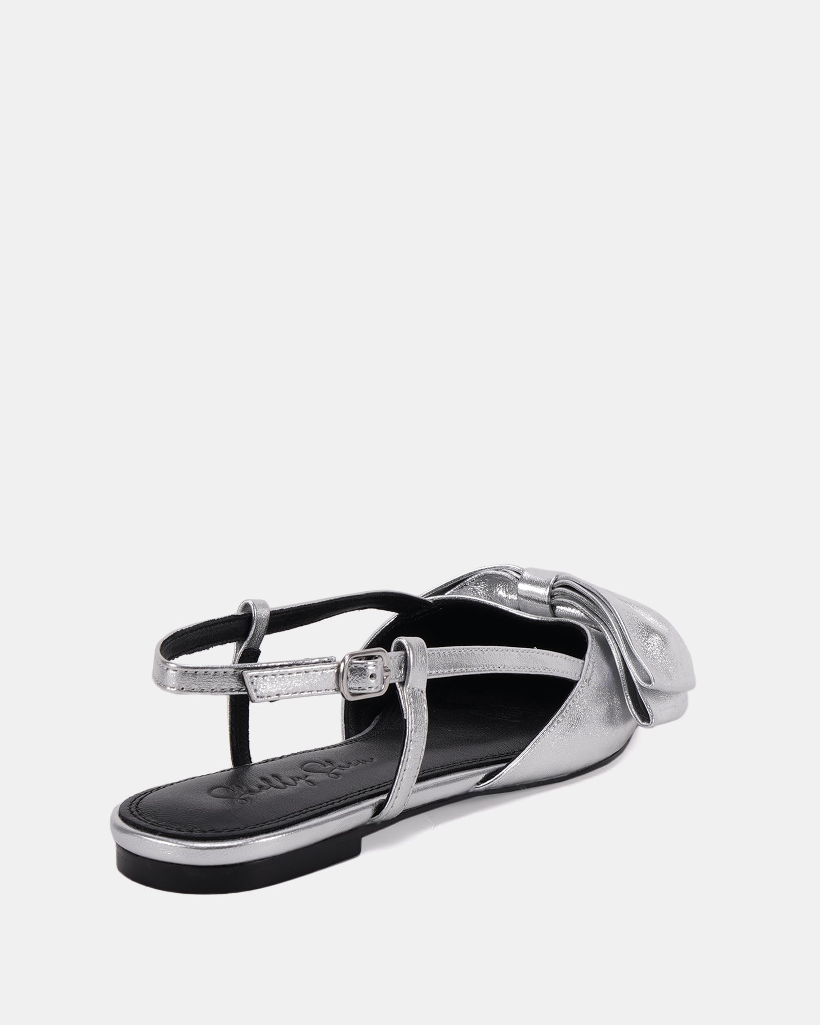 Matteo Silver Metallic Leather Flat Slingback