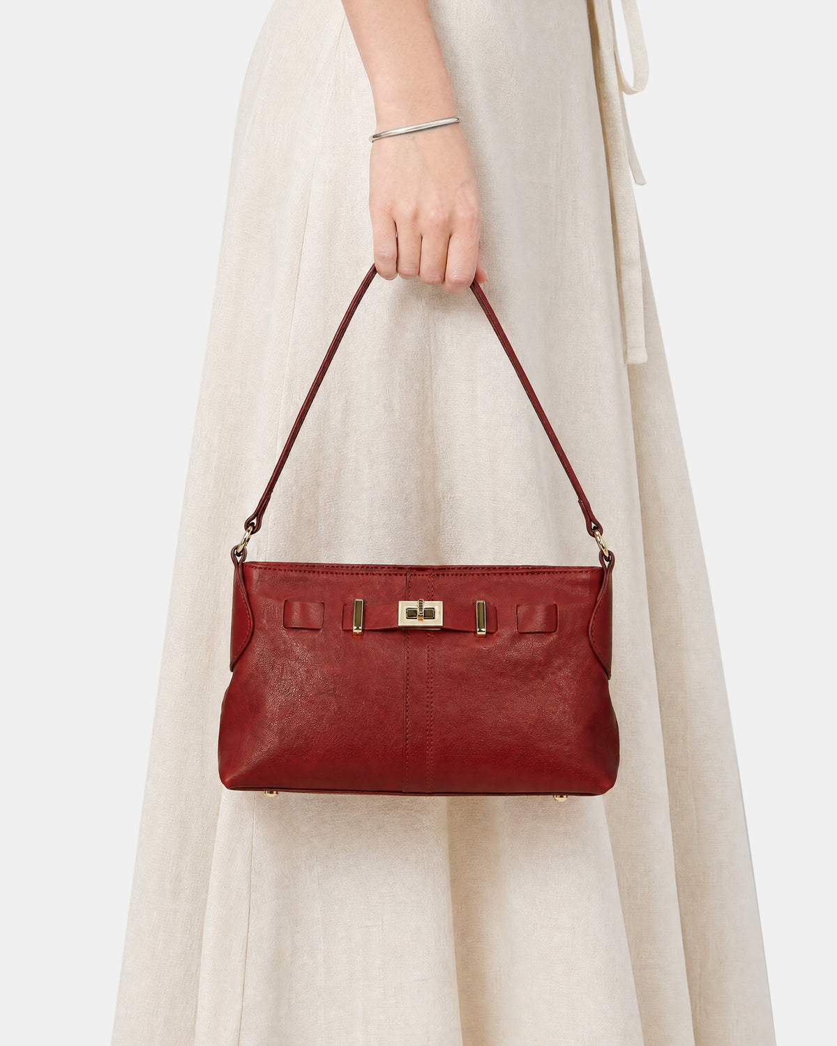 MAXY SHOULDER BAG DARK RED LEATHER