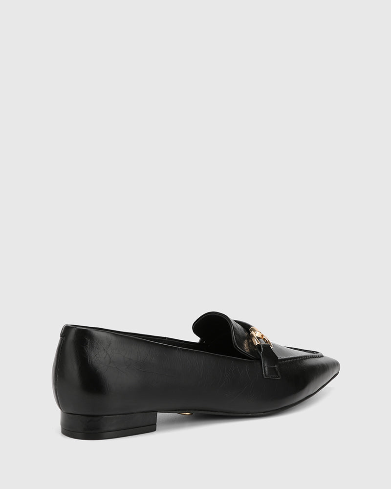 Meela Black Crinkle Leather Loafer