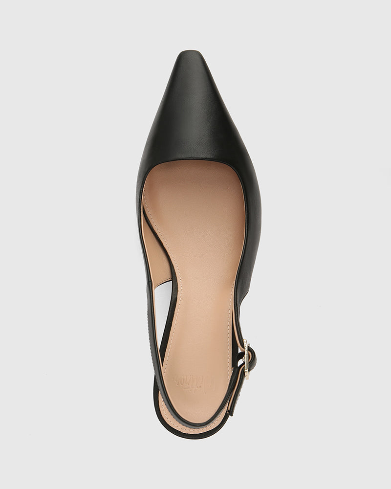 Mella Black Leather Slingback