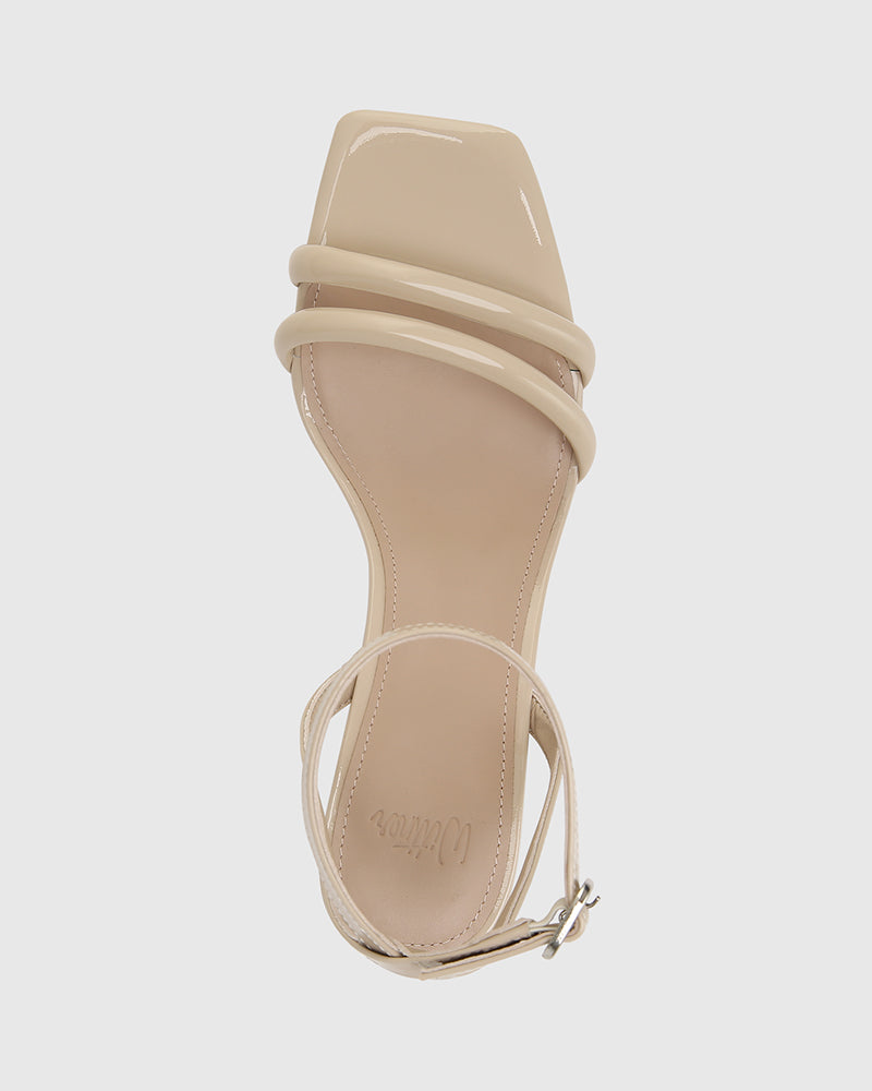 Menzel Pale Porcelain Patent Leather Wedge Heel Sandal