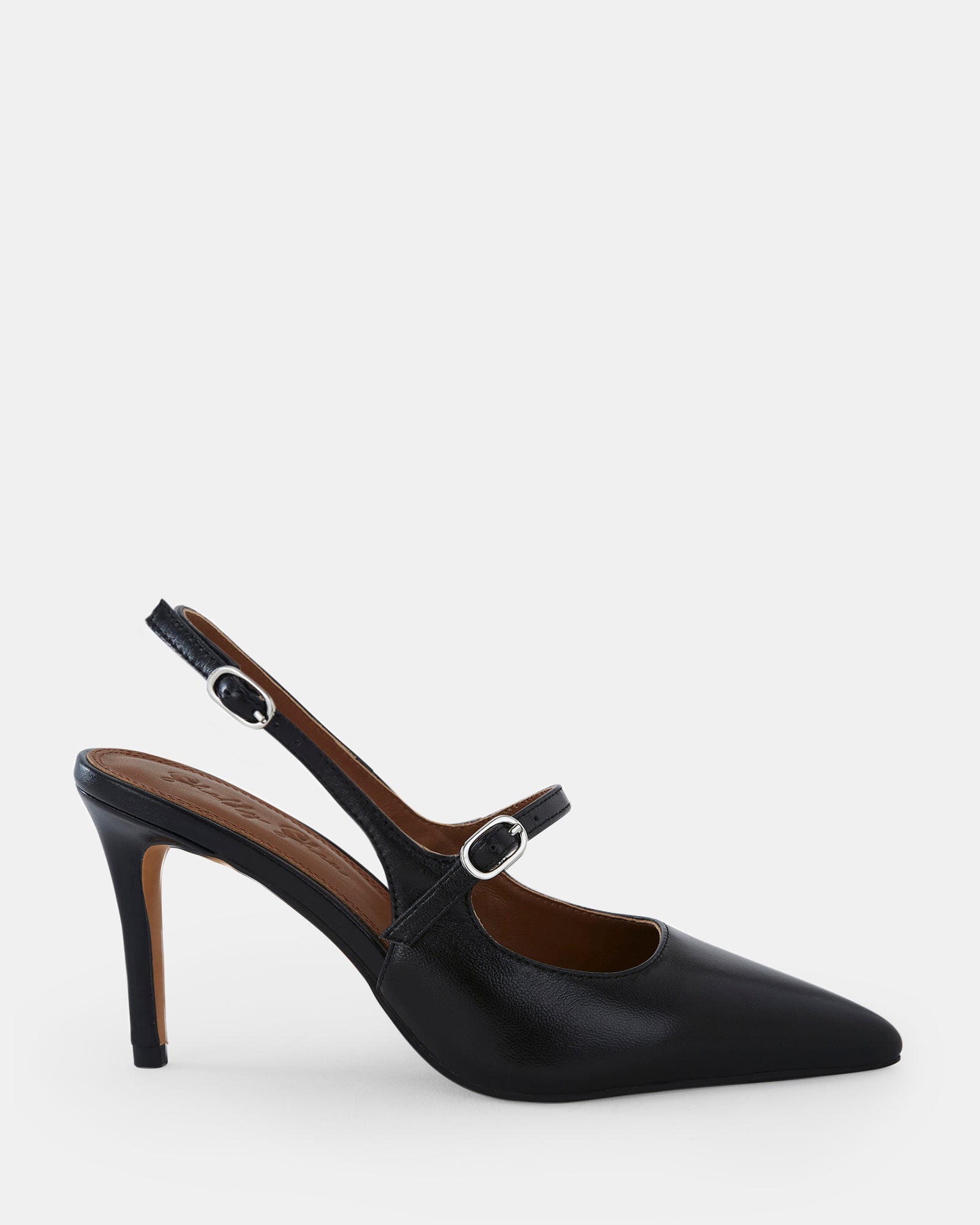 Milan Black Leather Heel