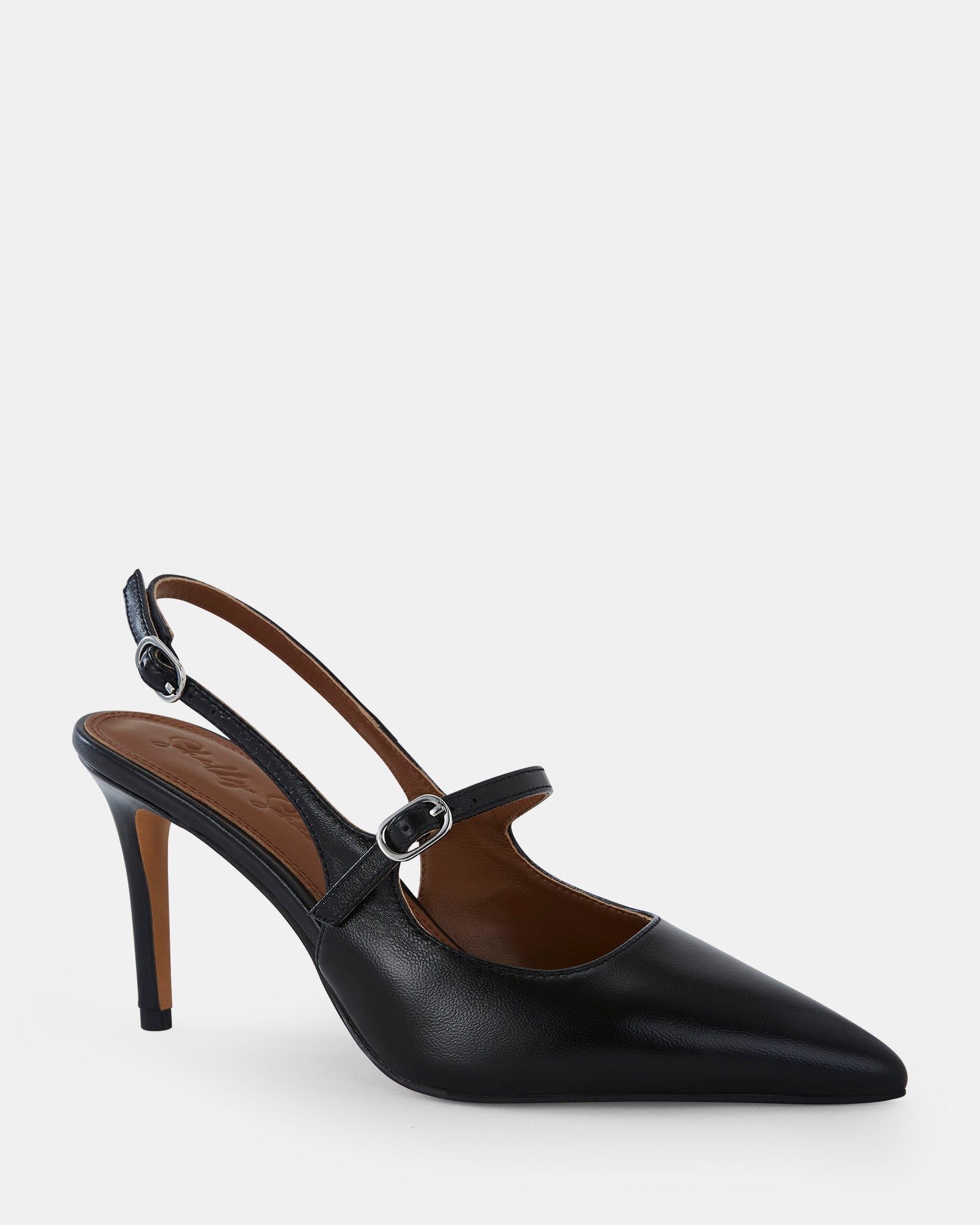 Milan Black Leather Heel