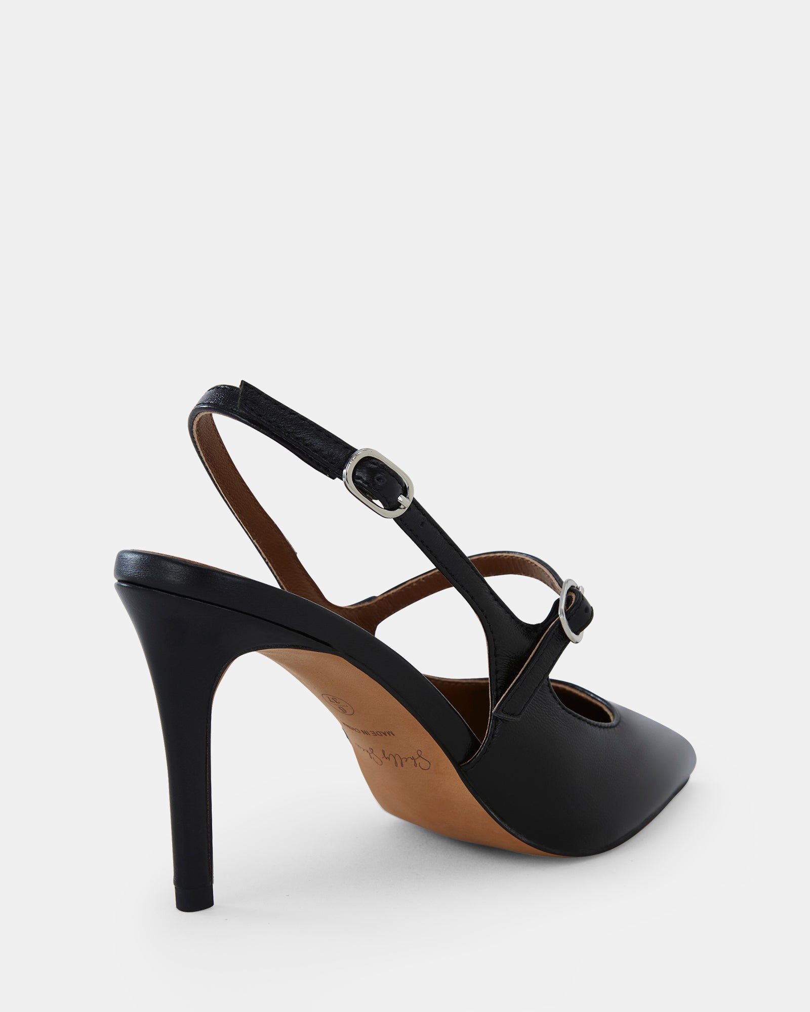 Milan Black Leather Heel