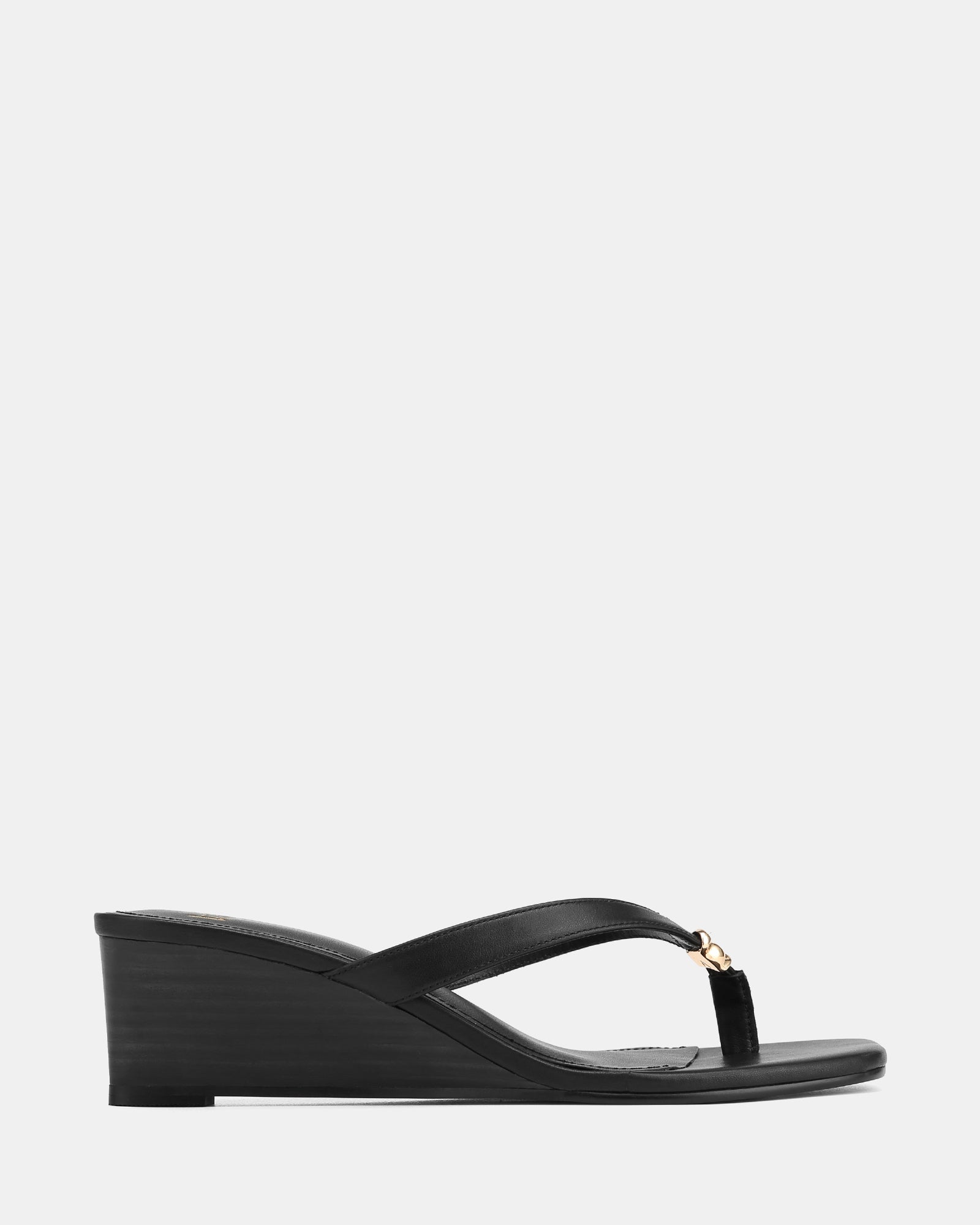 Miley Black Leather High Wedges