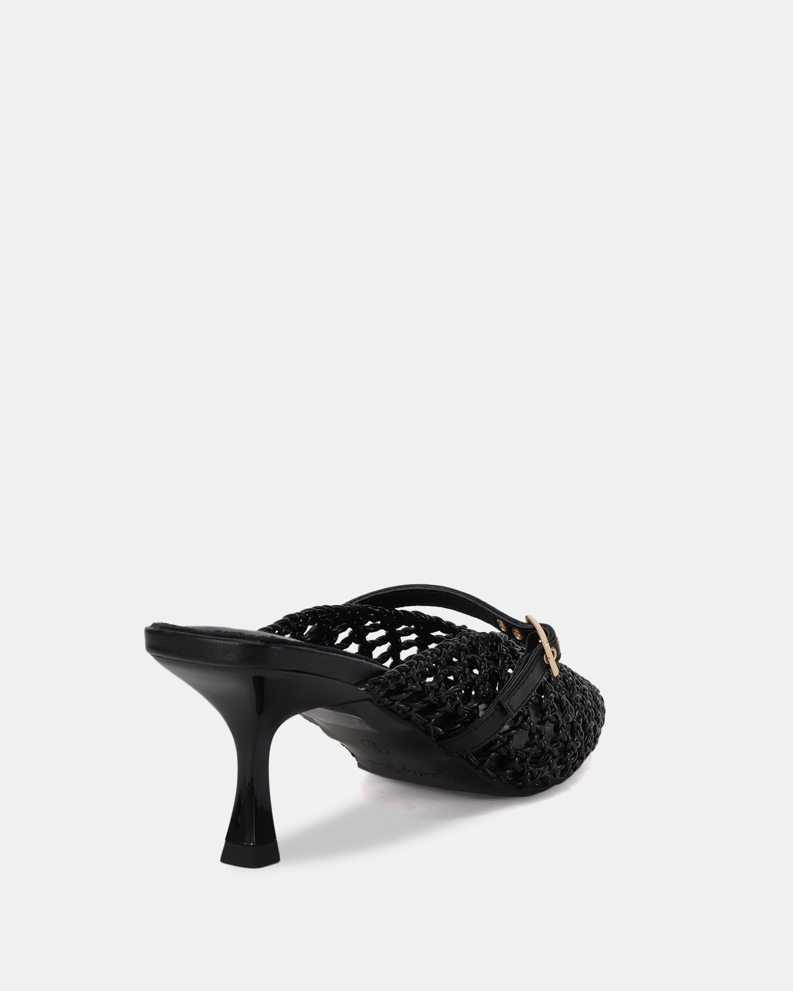 Monaco Black Leather Mule