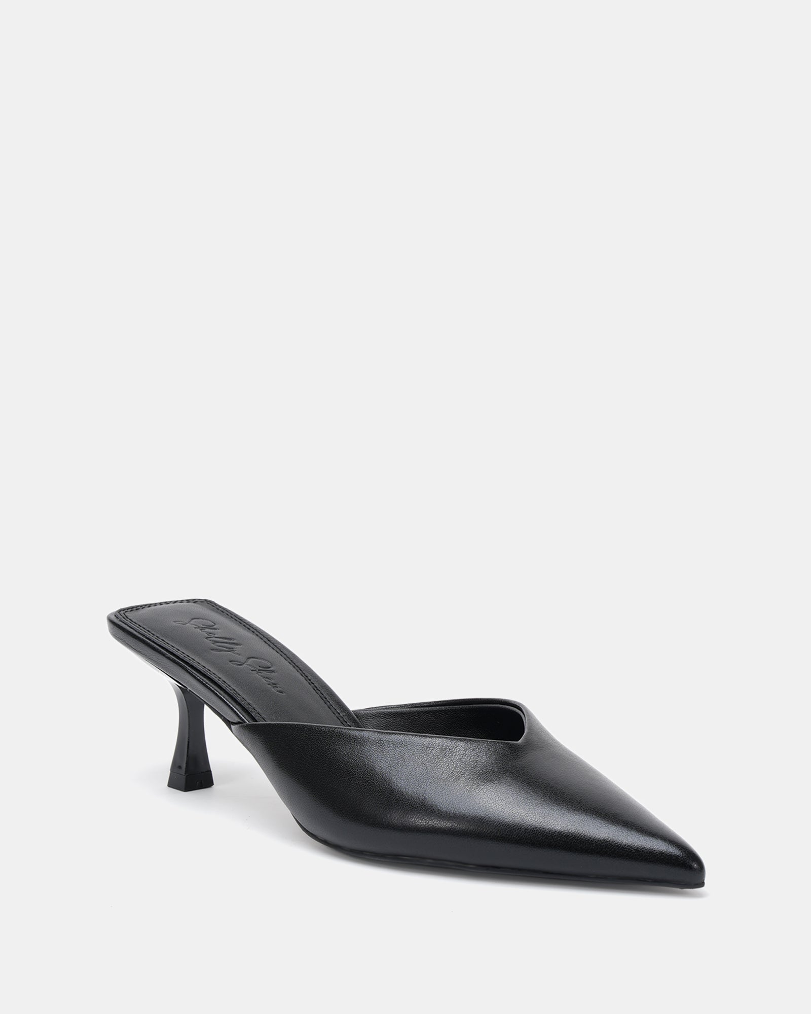 Mungo Black Leather Mule