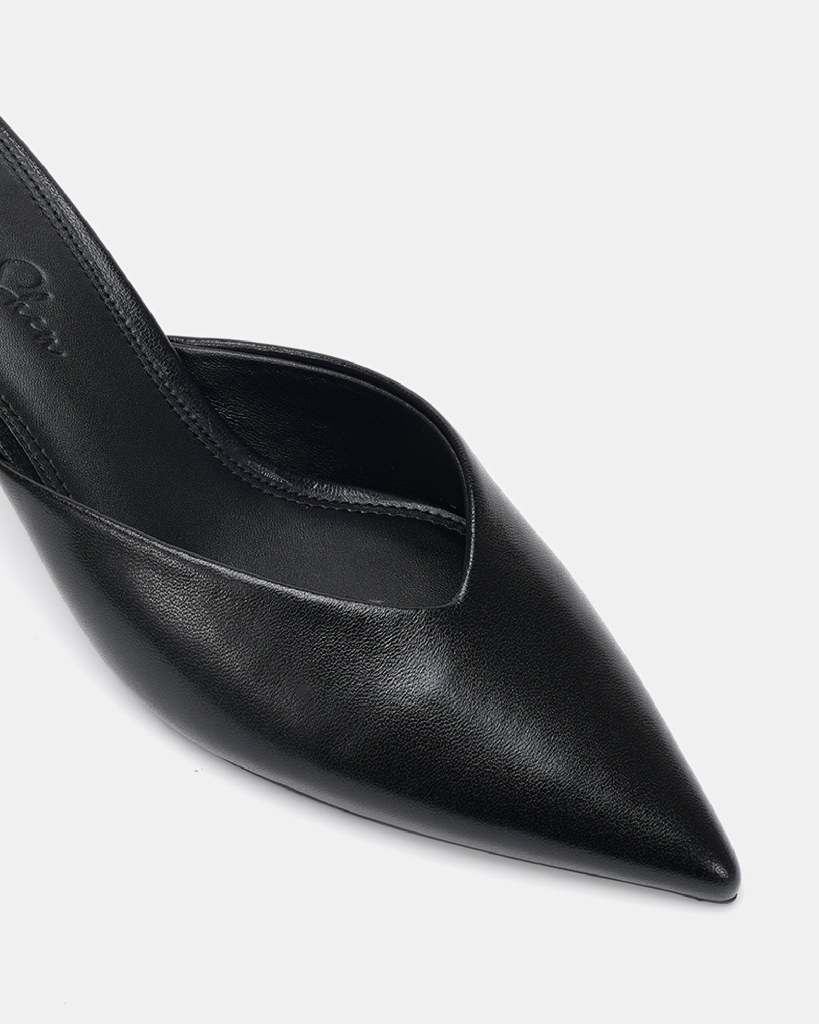 Mungo Black Leather Mule