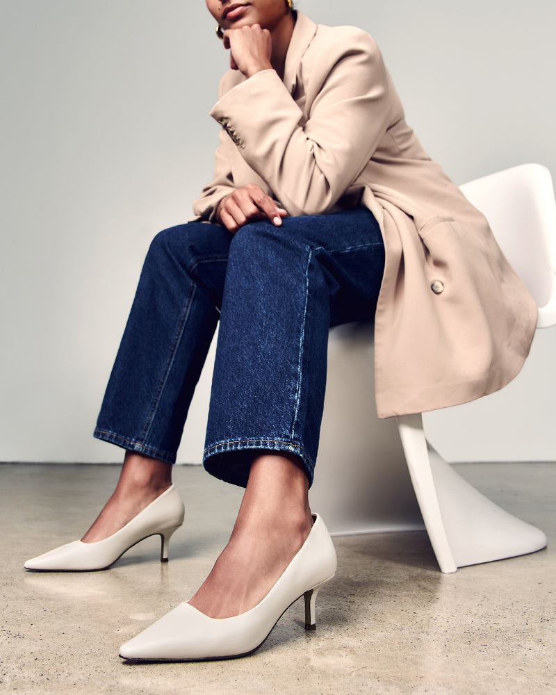 Maine Off White Leather Pump