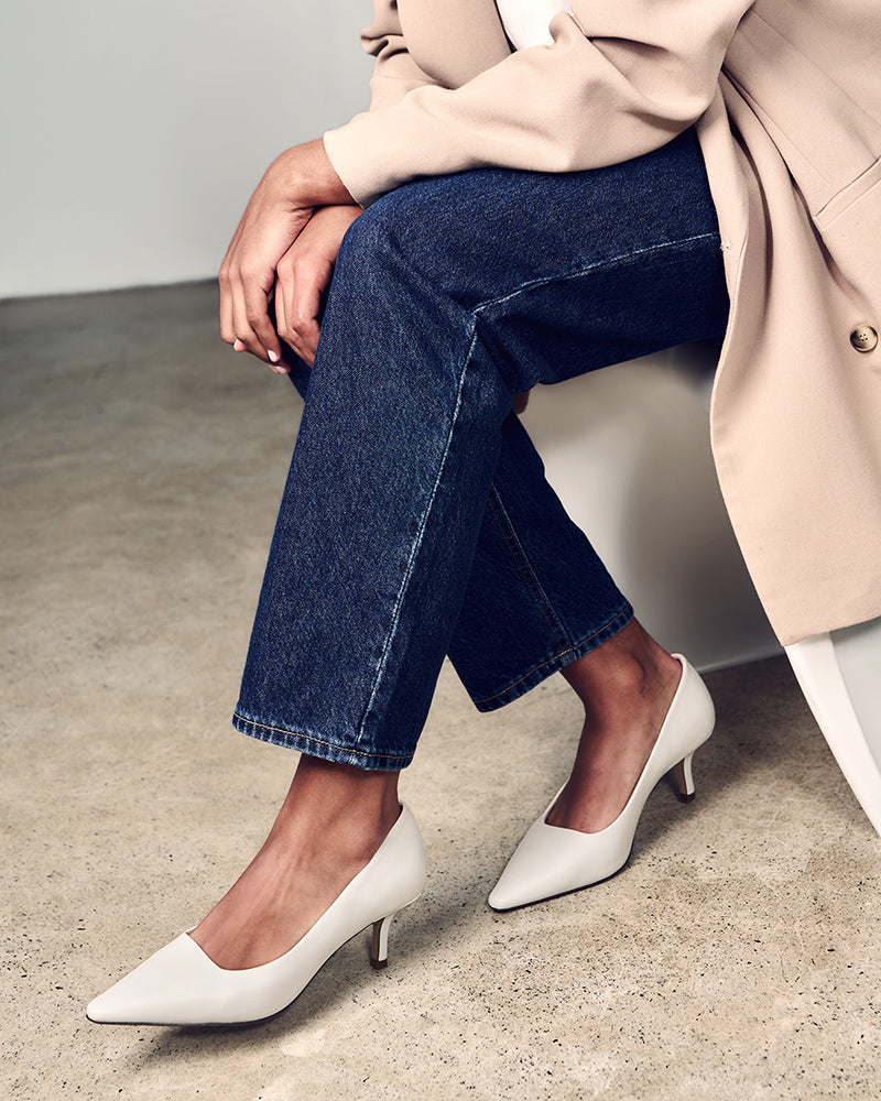 Maine Off White Leather Pump