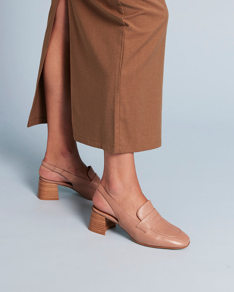 Meow Taupe Leather Slingback