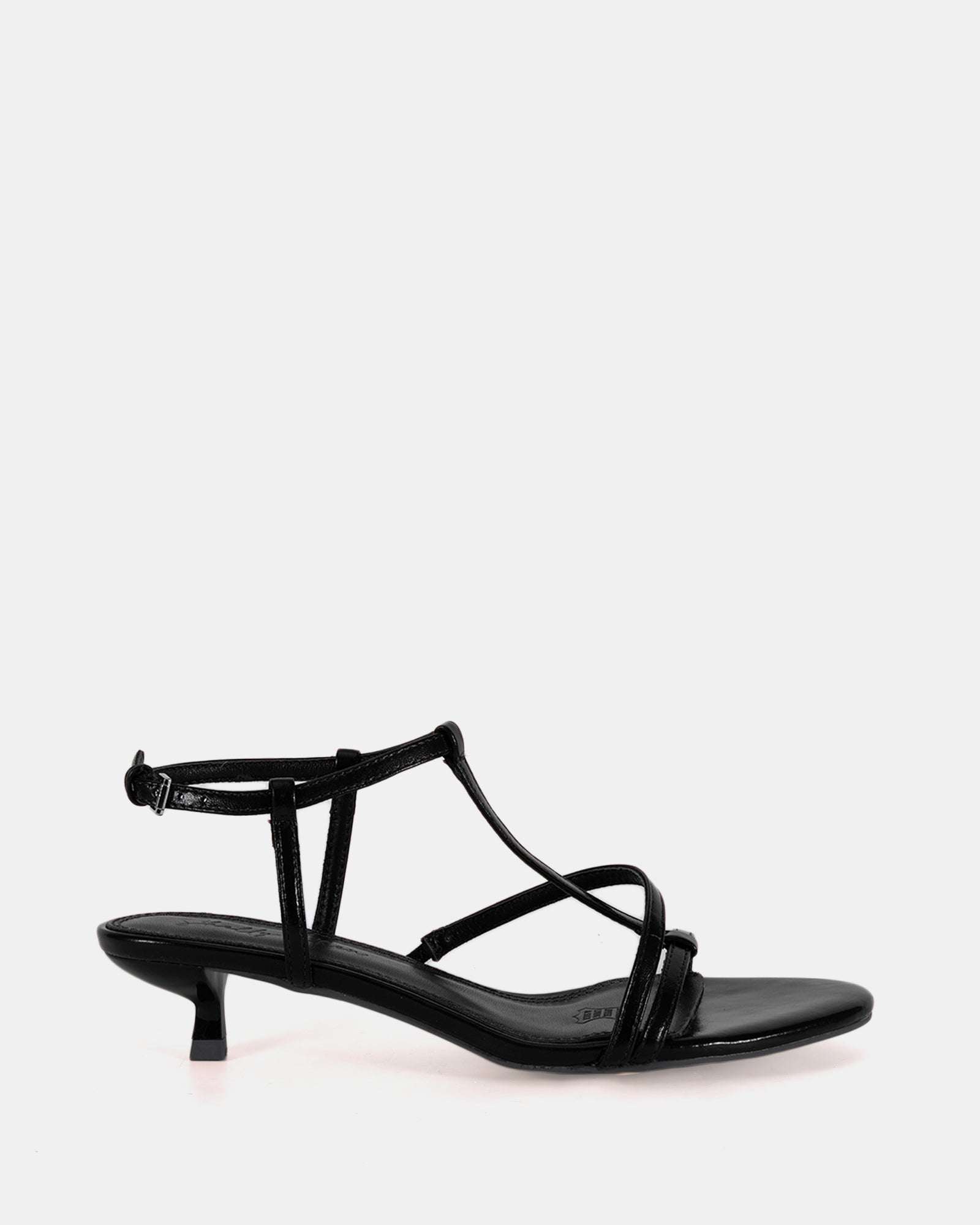 Nancy Black Leather Strappy Heel