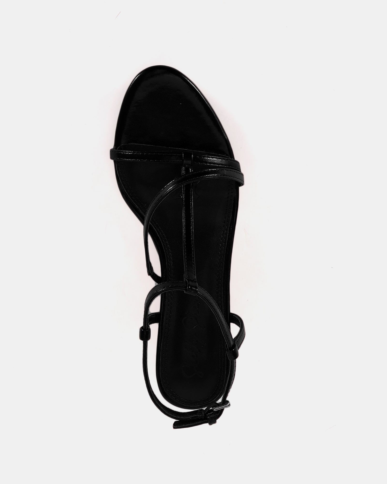 Nancy Black Leather Strappy Heel