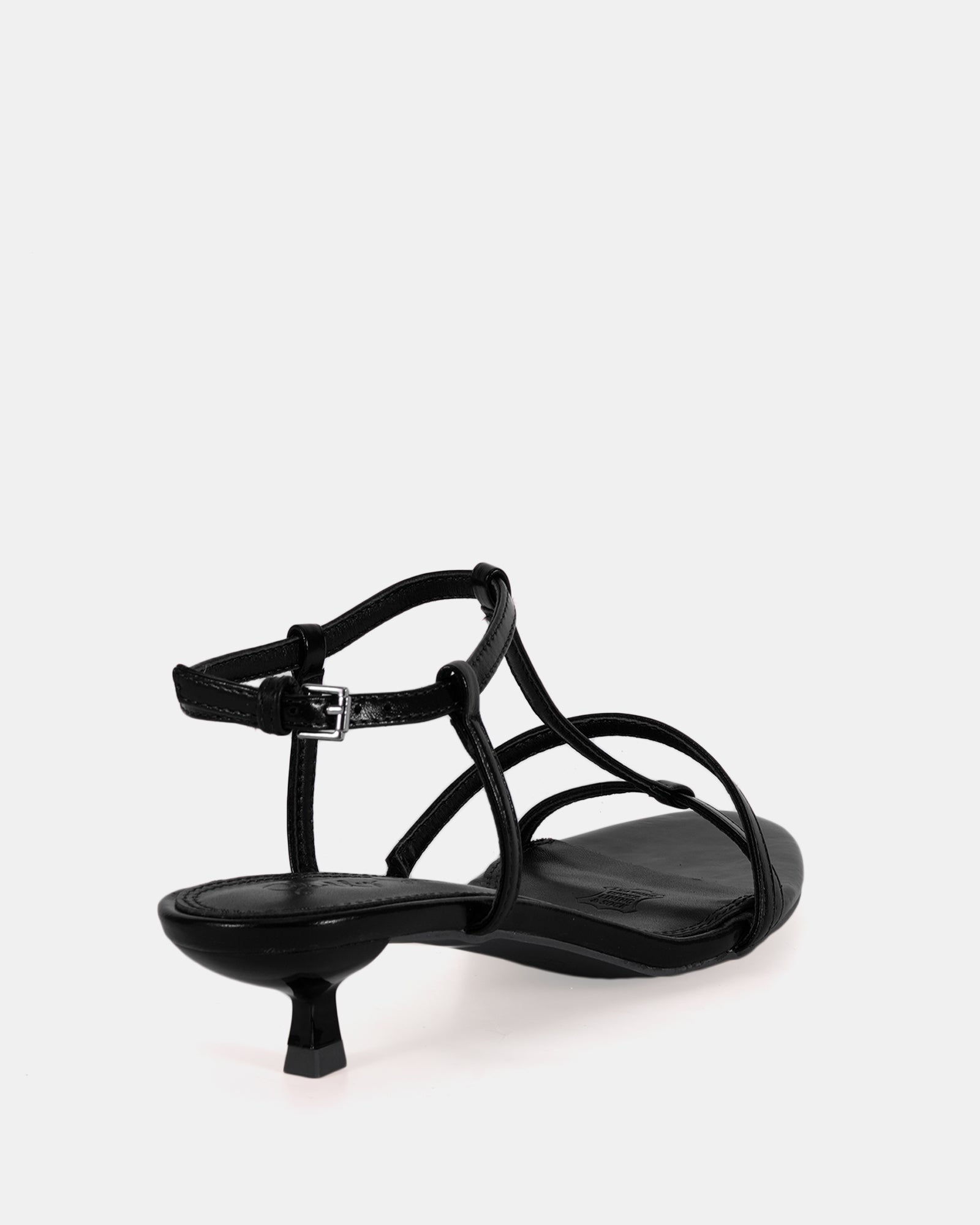 Nancy Black Leather Strappy Heel