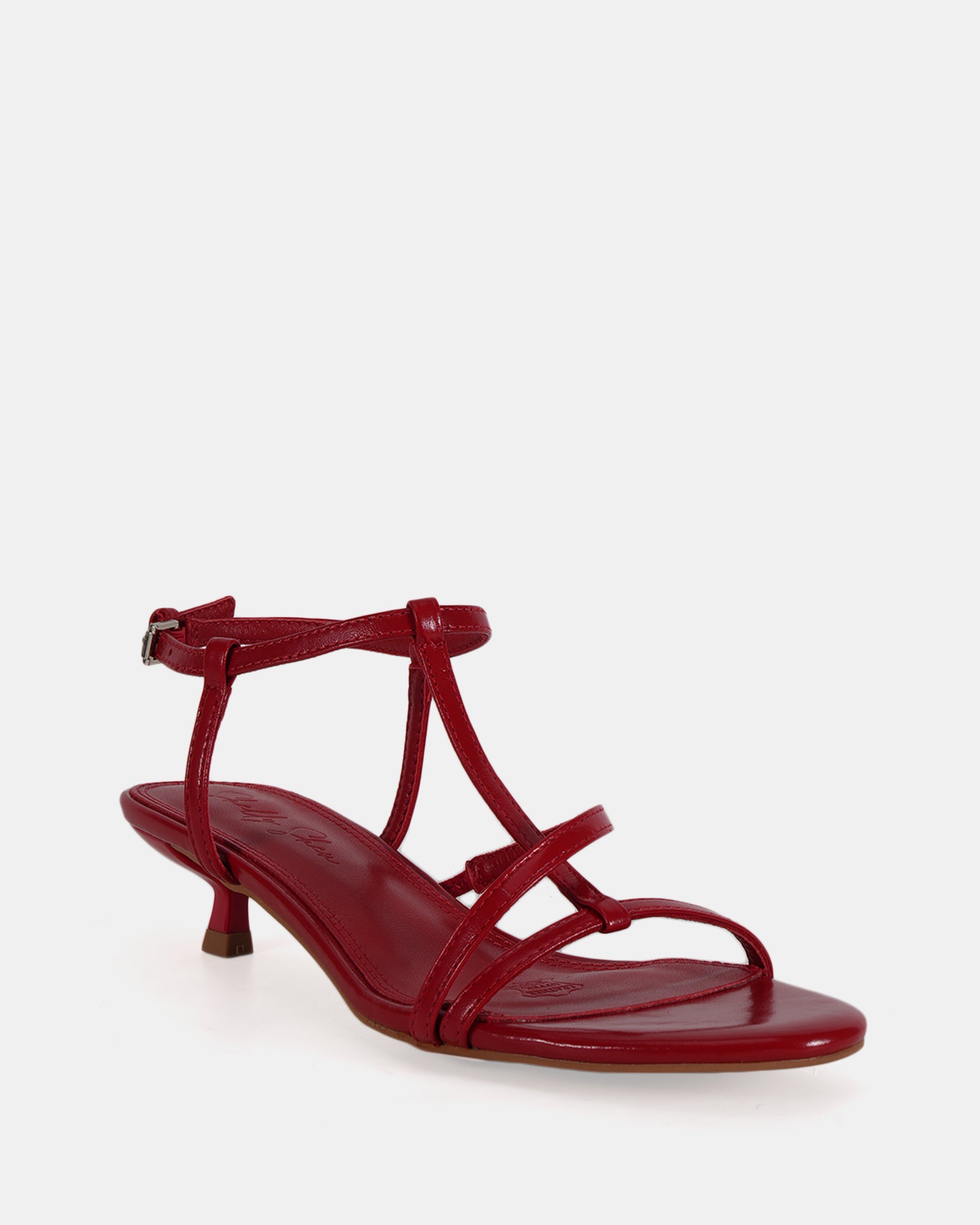 Nancy Red Leather Strappy Heel