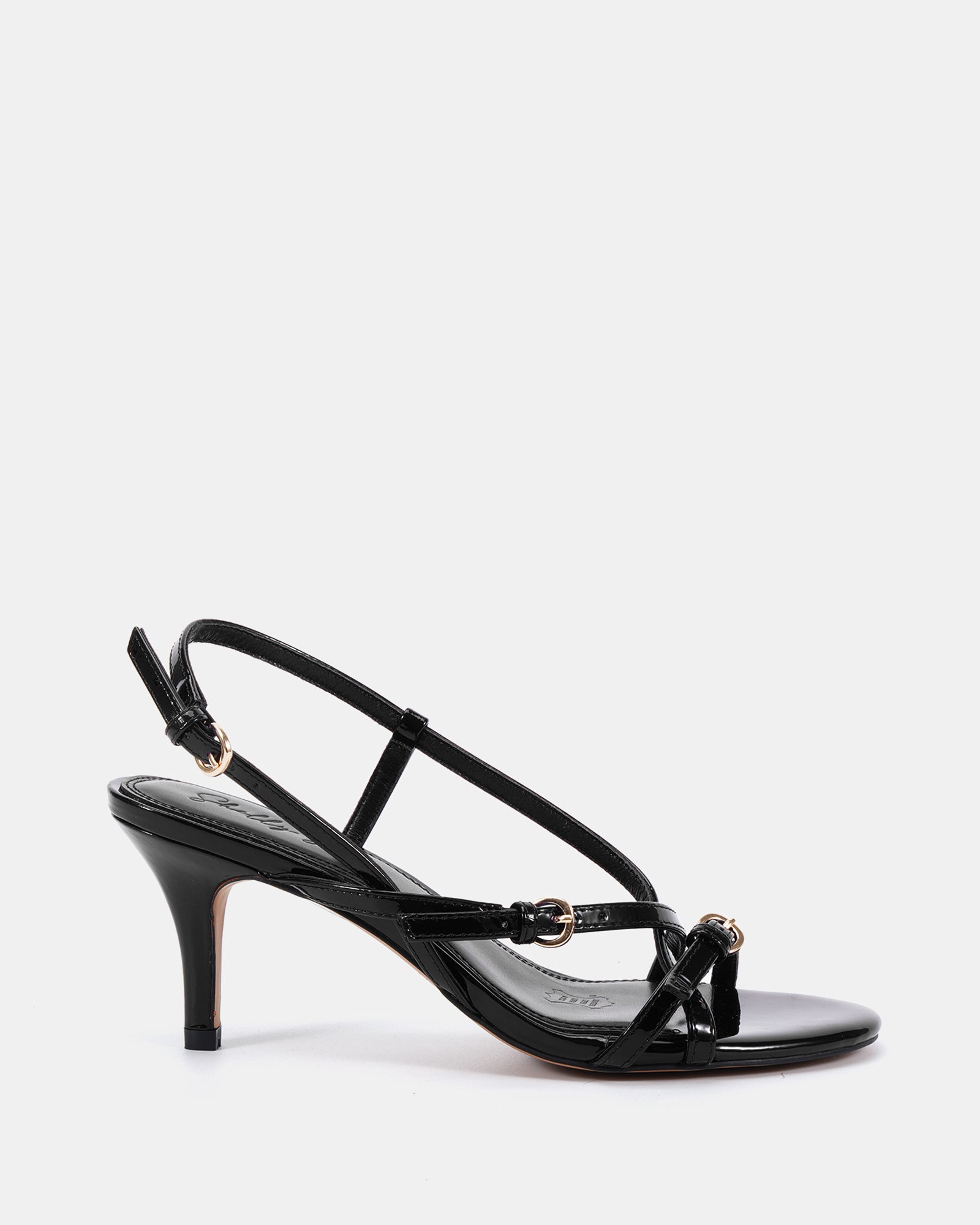 Nave Black Patent Leather Strappy Heel