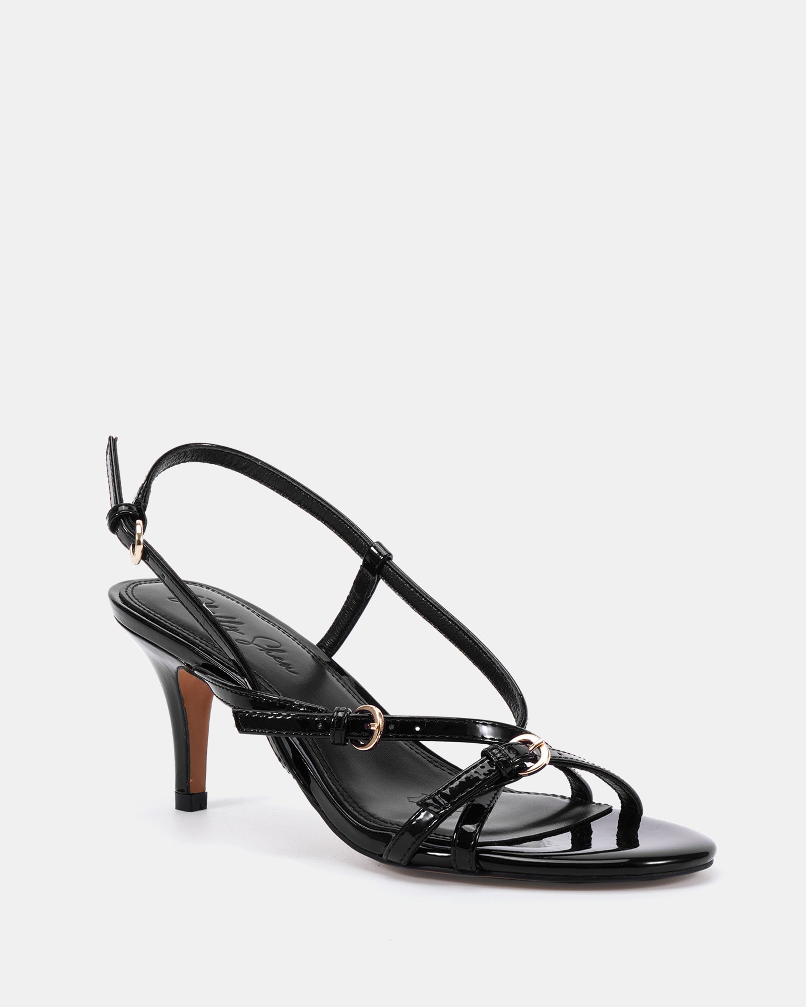 Nave Black Patent Leather Strappy Heel