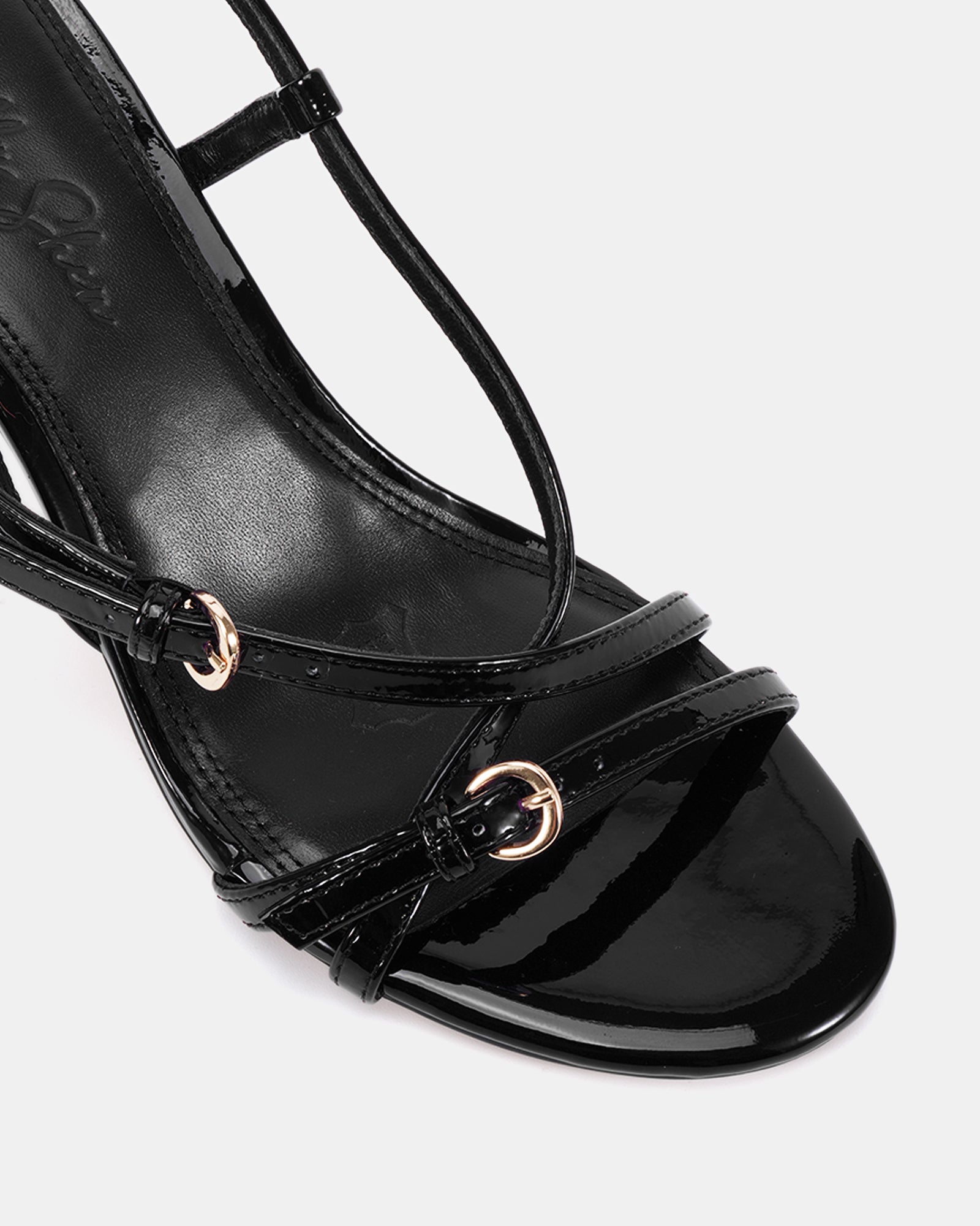 Nave Black Patent Leather Strappy Heel