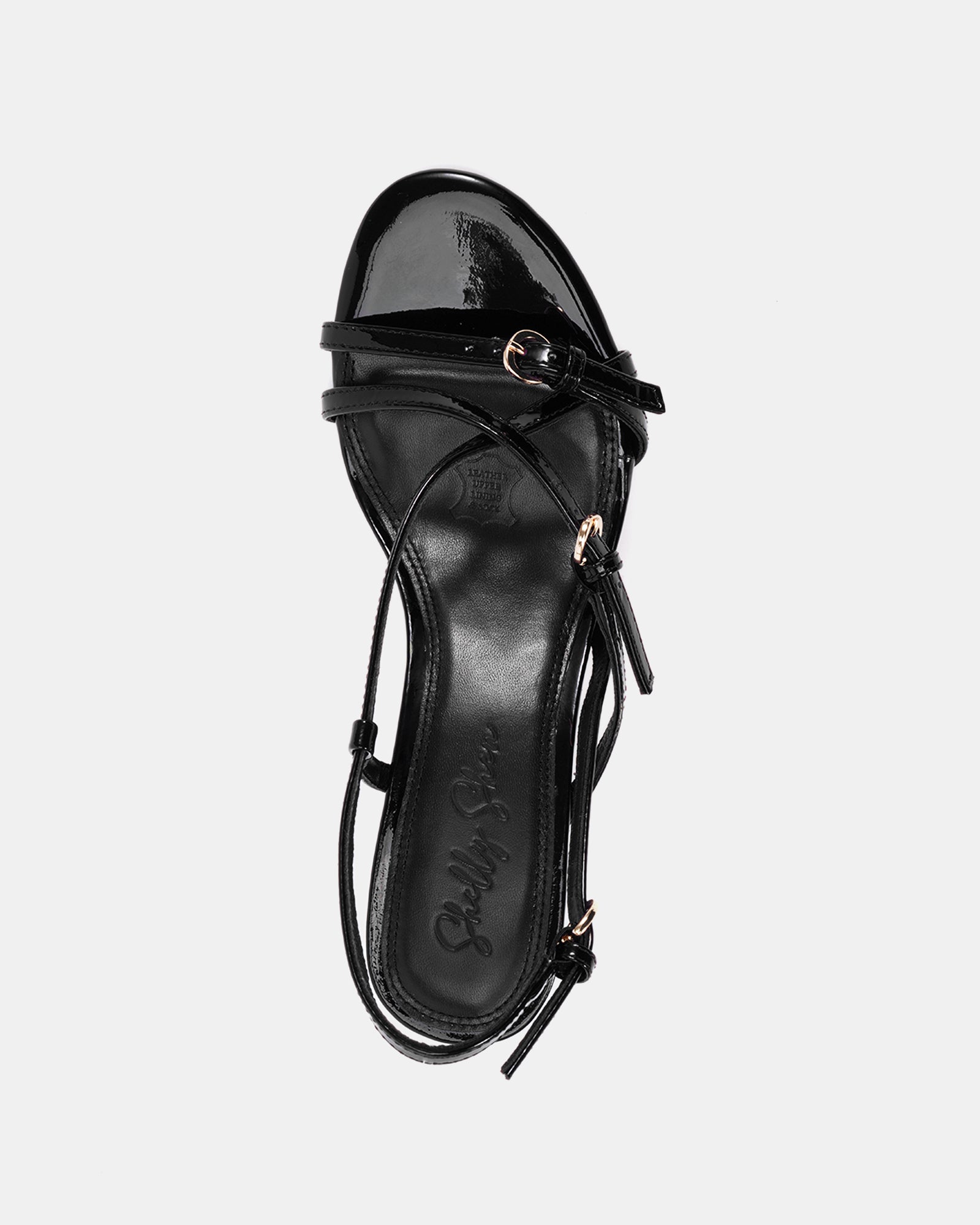 Nave Black Patent Leather Strappy Heel
