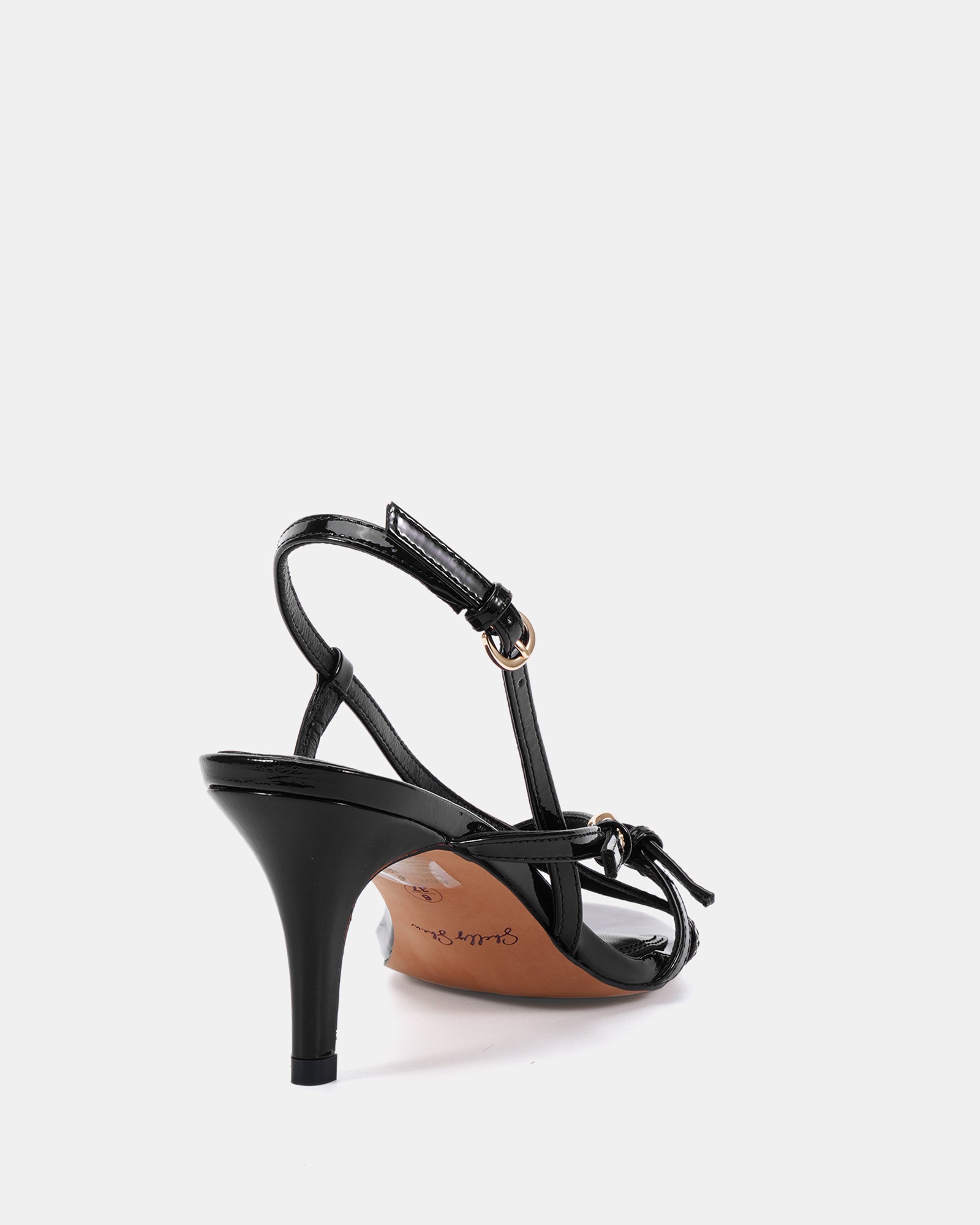 Nave Black Patent Leather Strappy Heel