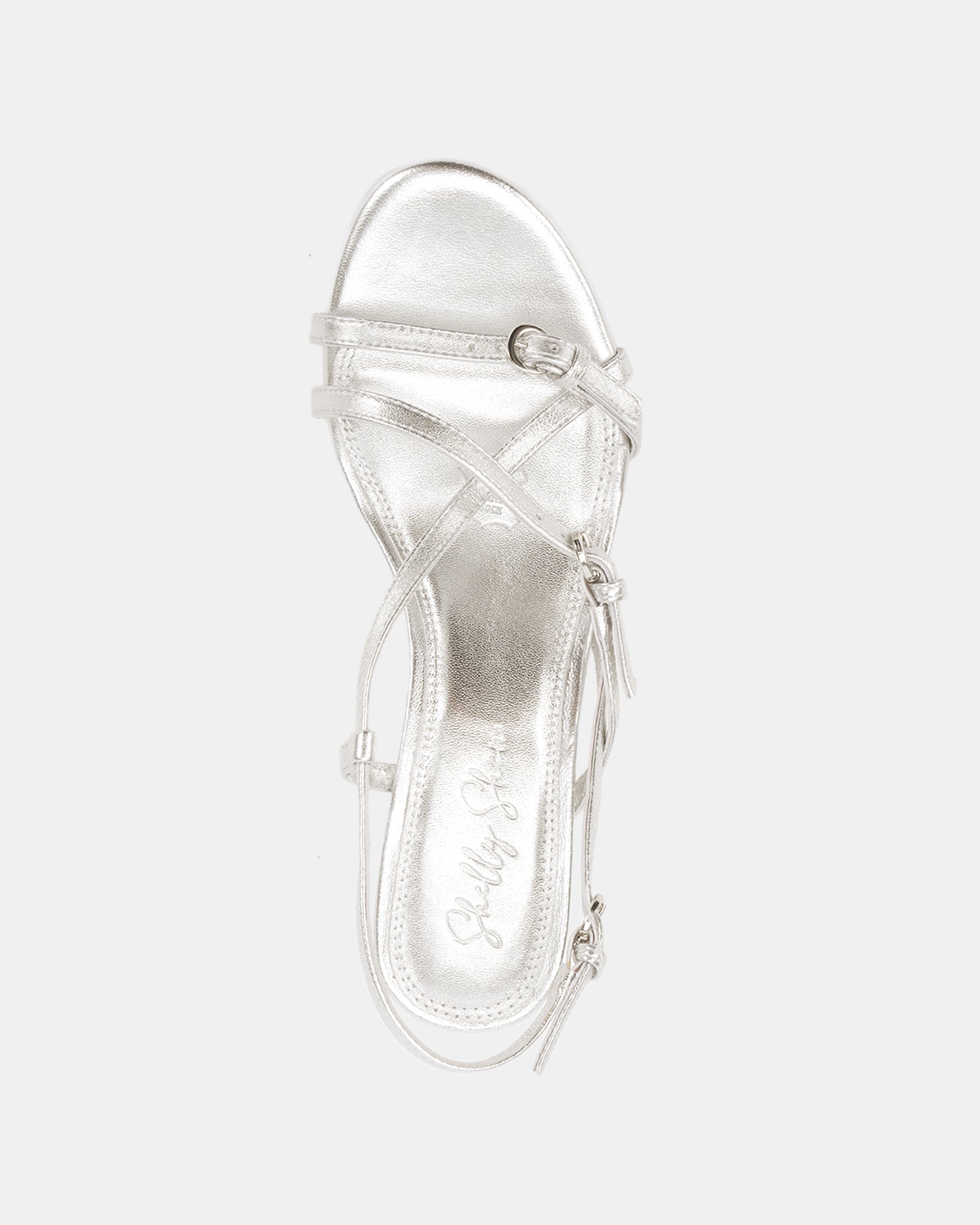 Nave Silver Metallic Leather Strappy Heel