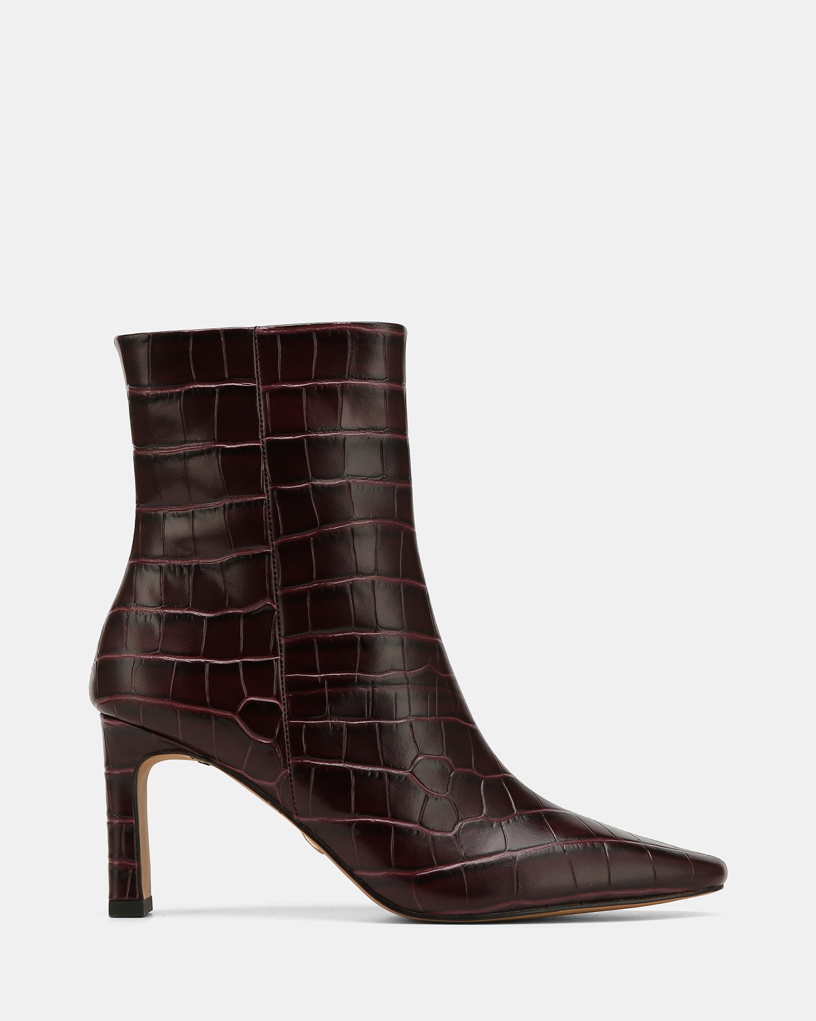 Nina Raisin Croc Embossed Leather Ankle Boot