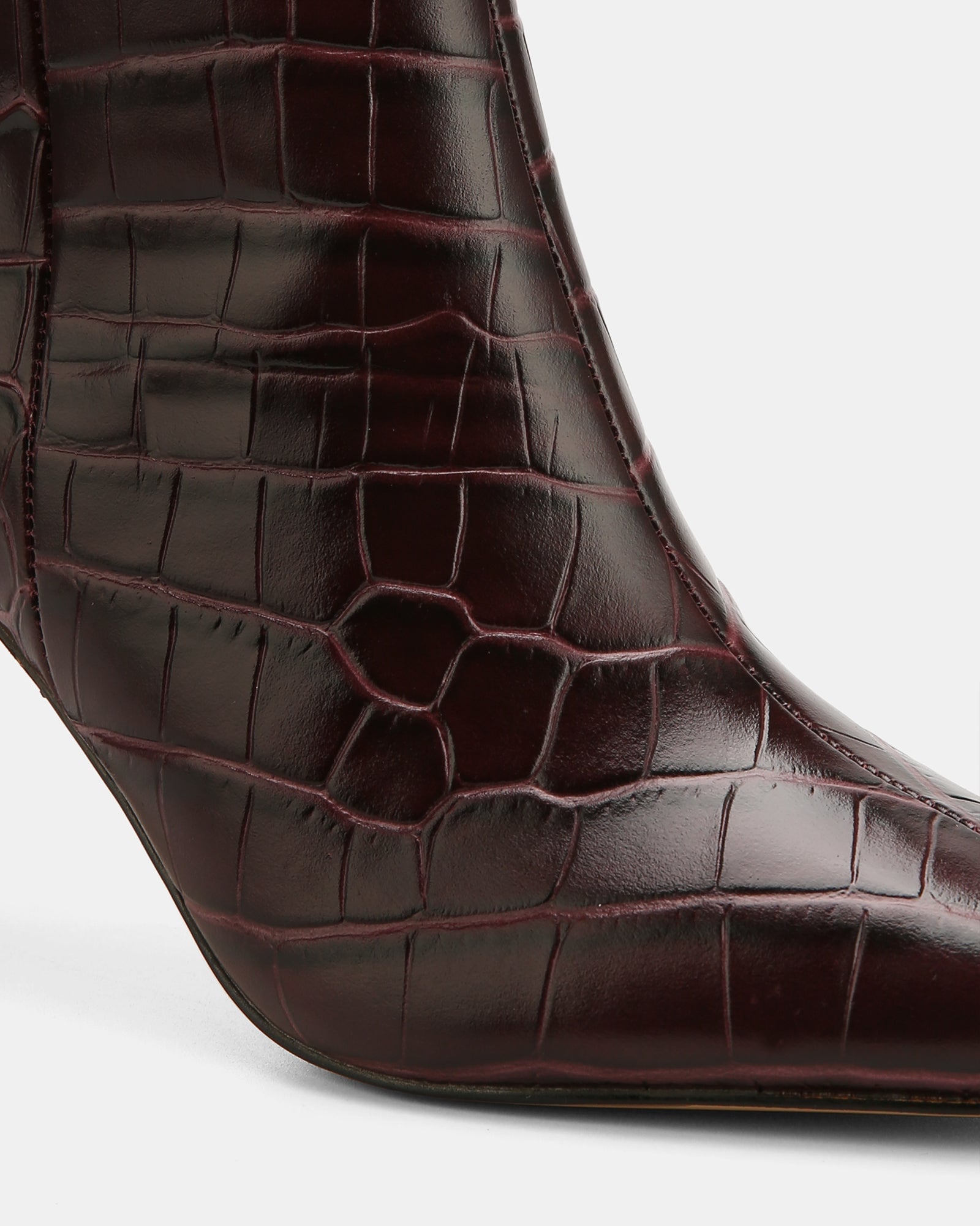Nina Raisin Croc Embossed Leather Ankle Boot