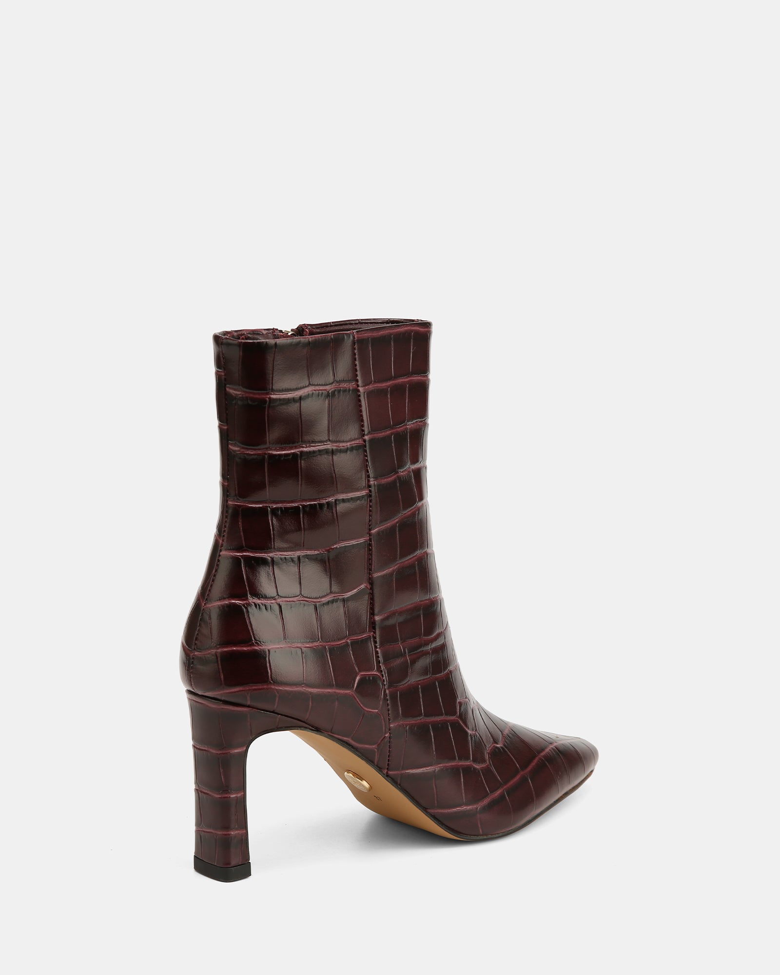 Nina Raisin Croc Embossed Leather Ankle Boot