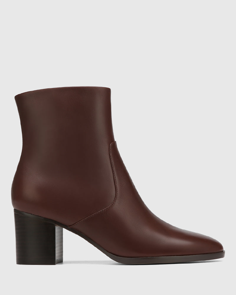 Nola Walnut Leather Ankle Boot